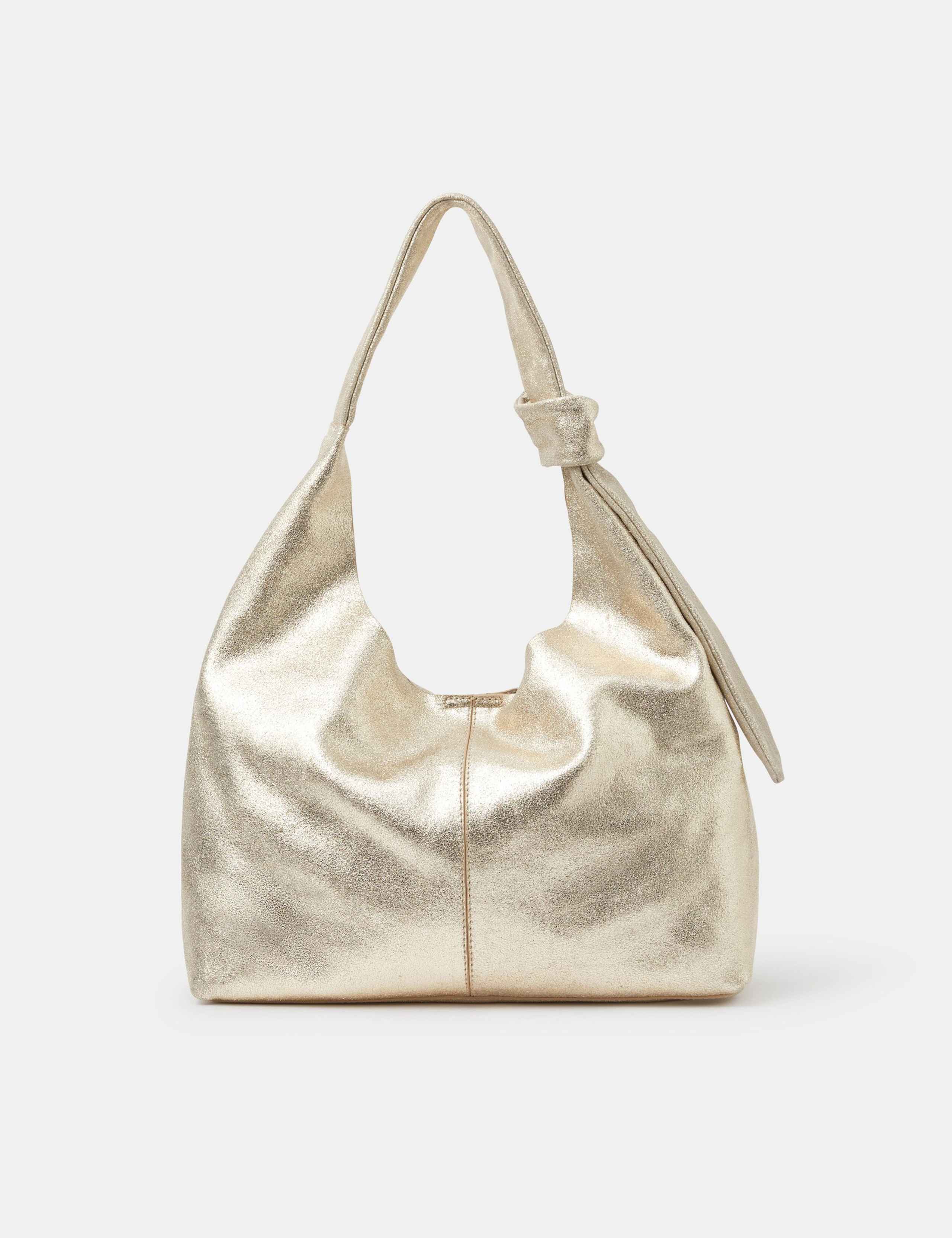 Suede Metallic Knotted Detail Slouch Bag 2 of 5