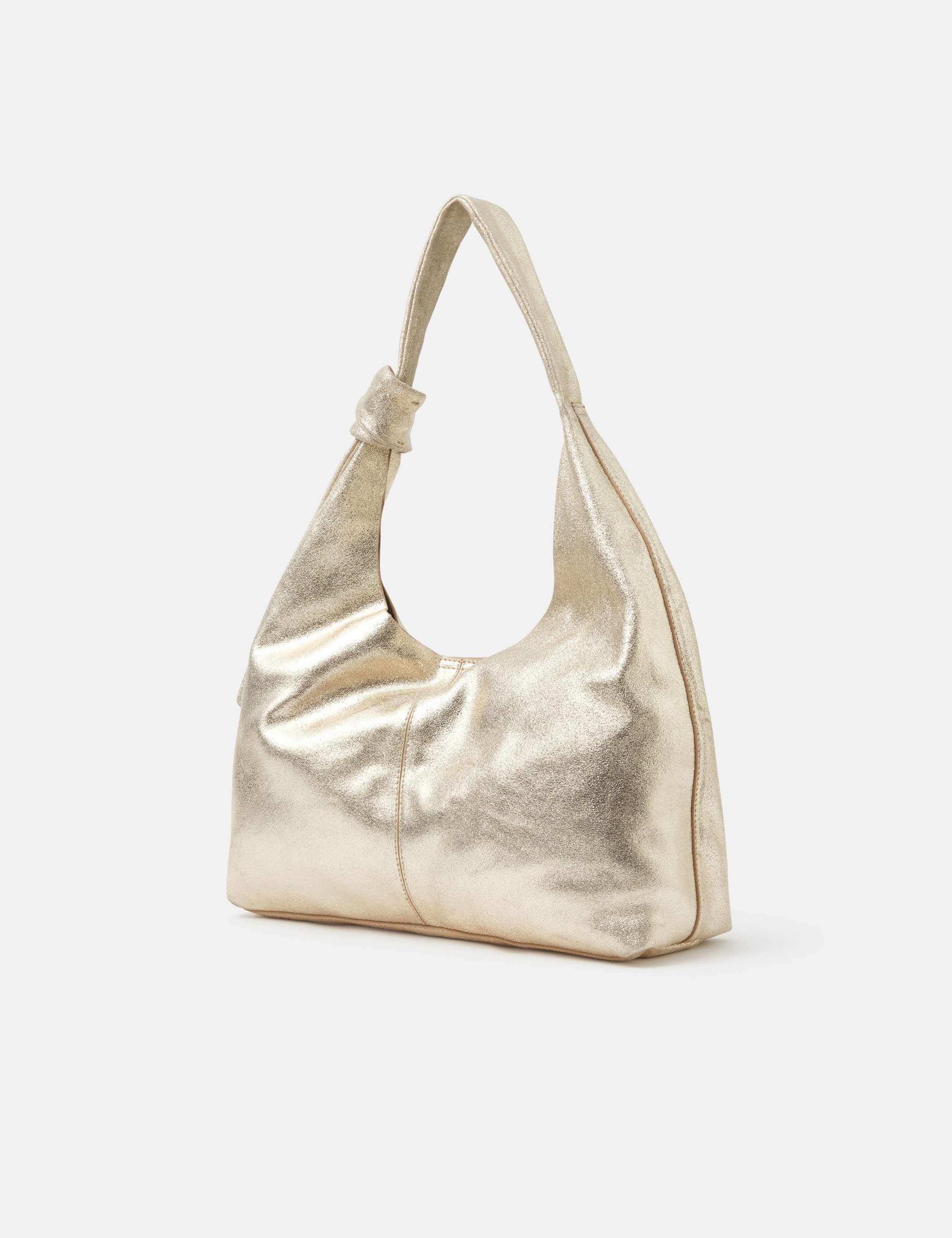 Suede Metallic Knotted Detail Slouch Bag 3 of 5