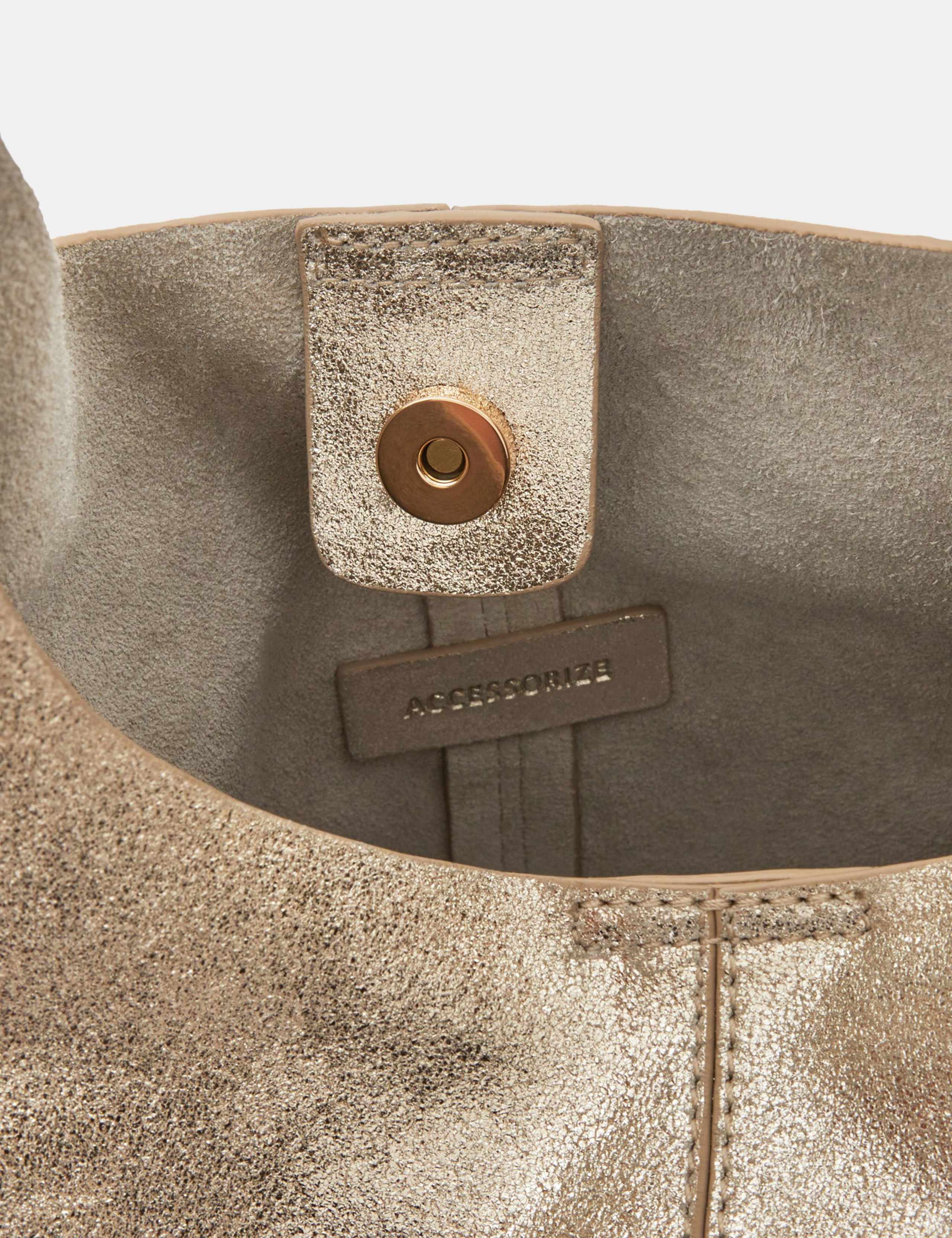 Suede Metallic Knotted Detail Slouch Bag 4 of 5