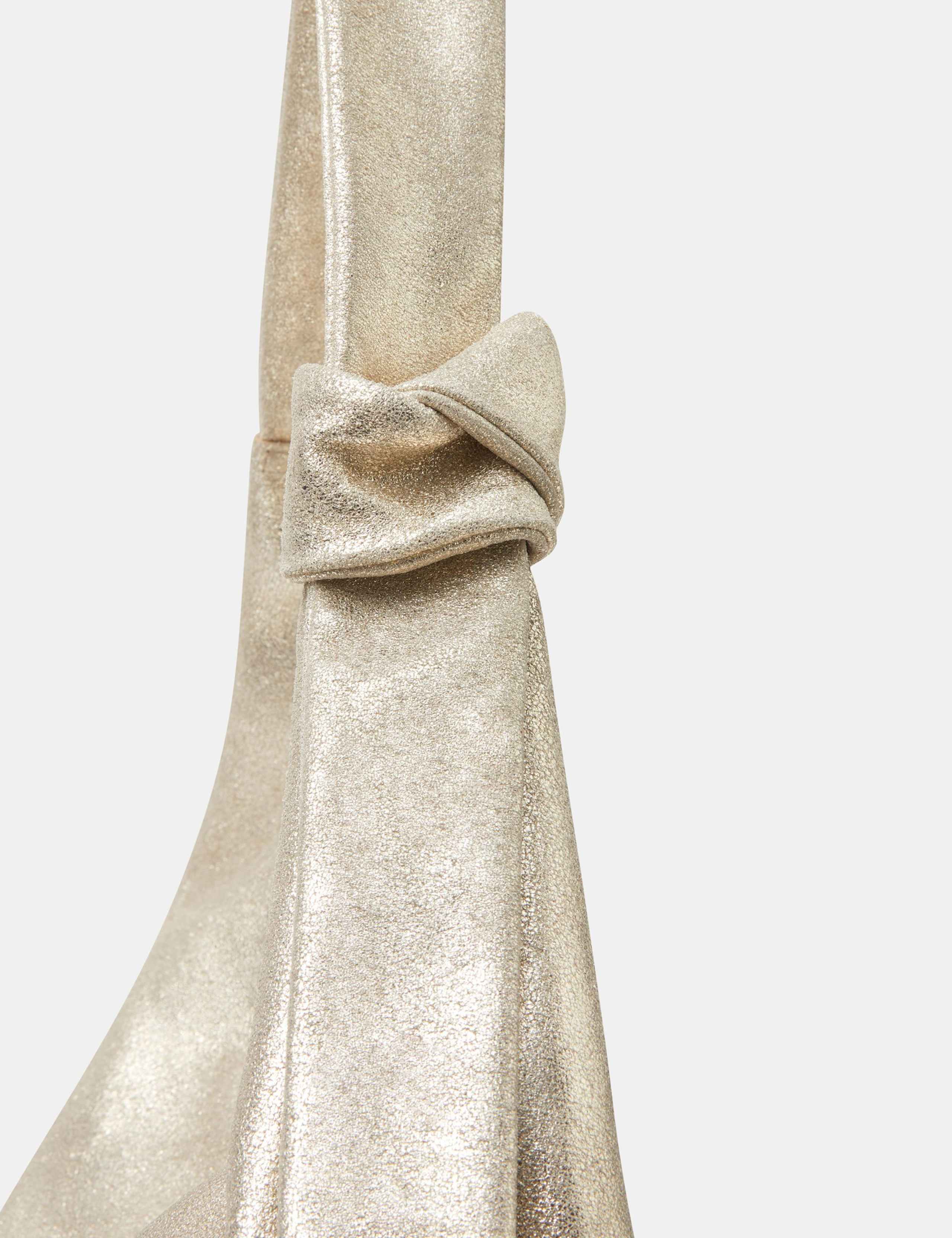 Suede Metallic Knotted Detail Slouch Bag 5 of 5