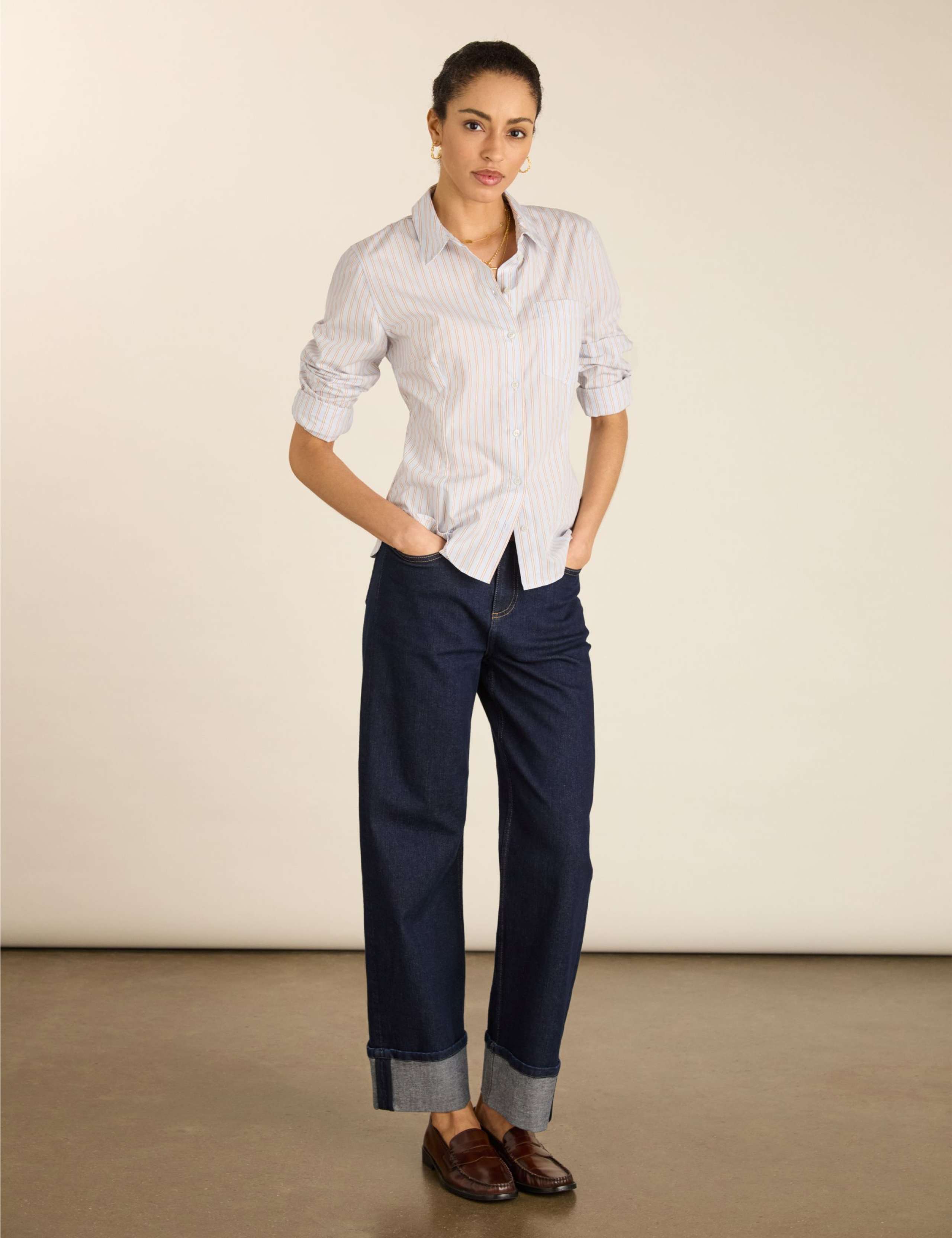 Pure Cotton Striped Waisted Shirt 4 of 5