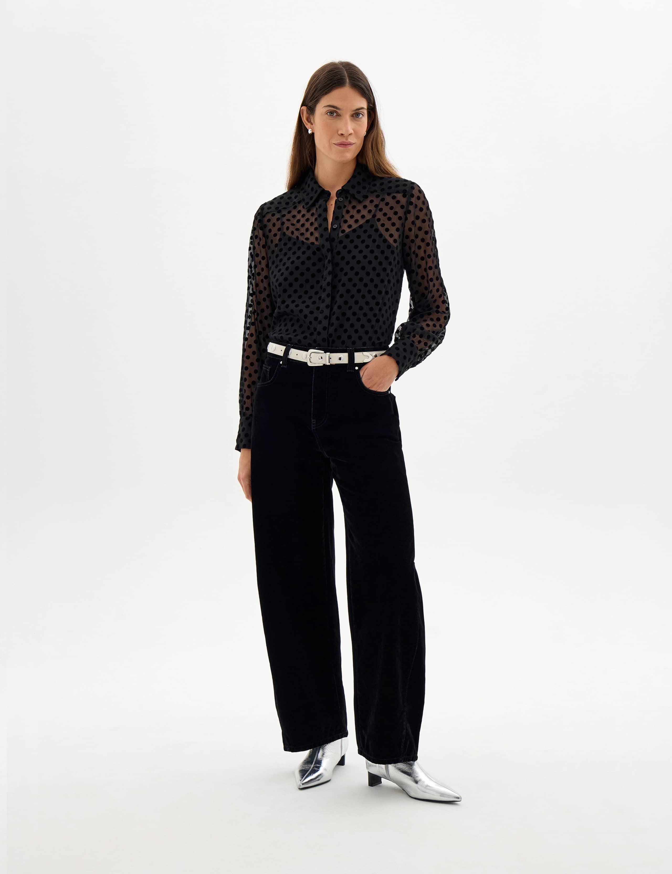 Chiffon Flock Polka Dot Shirt 3 of 5