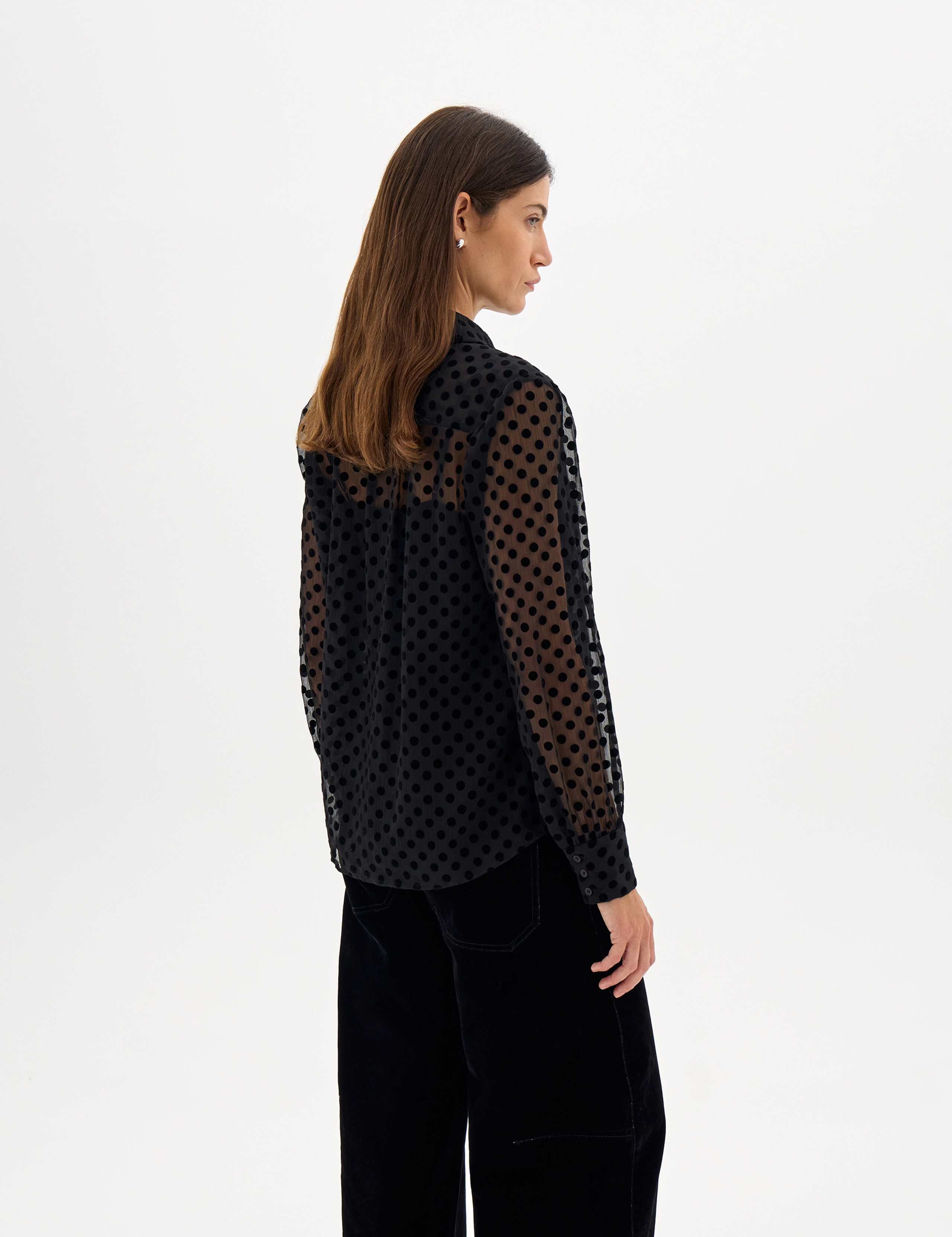 Chiffon Flock Polka Dot Shirt 5 of 5