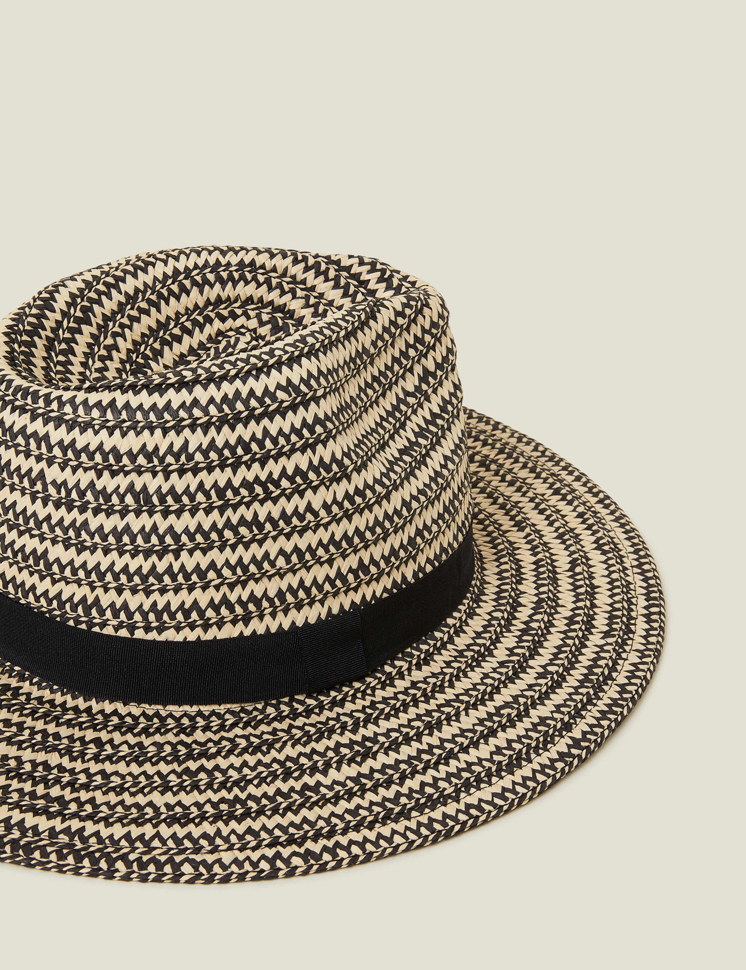 Straw Striped Fedora Hat 2 of 3