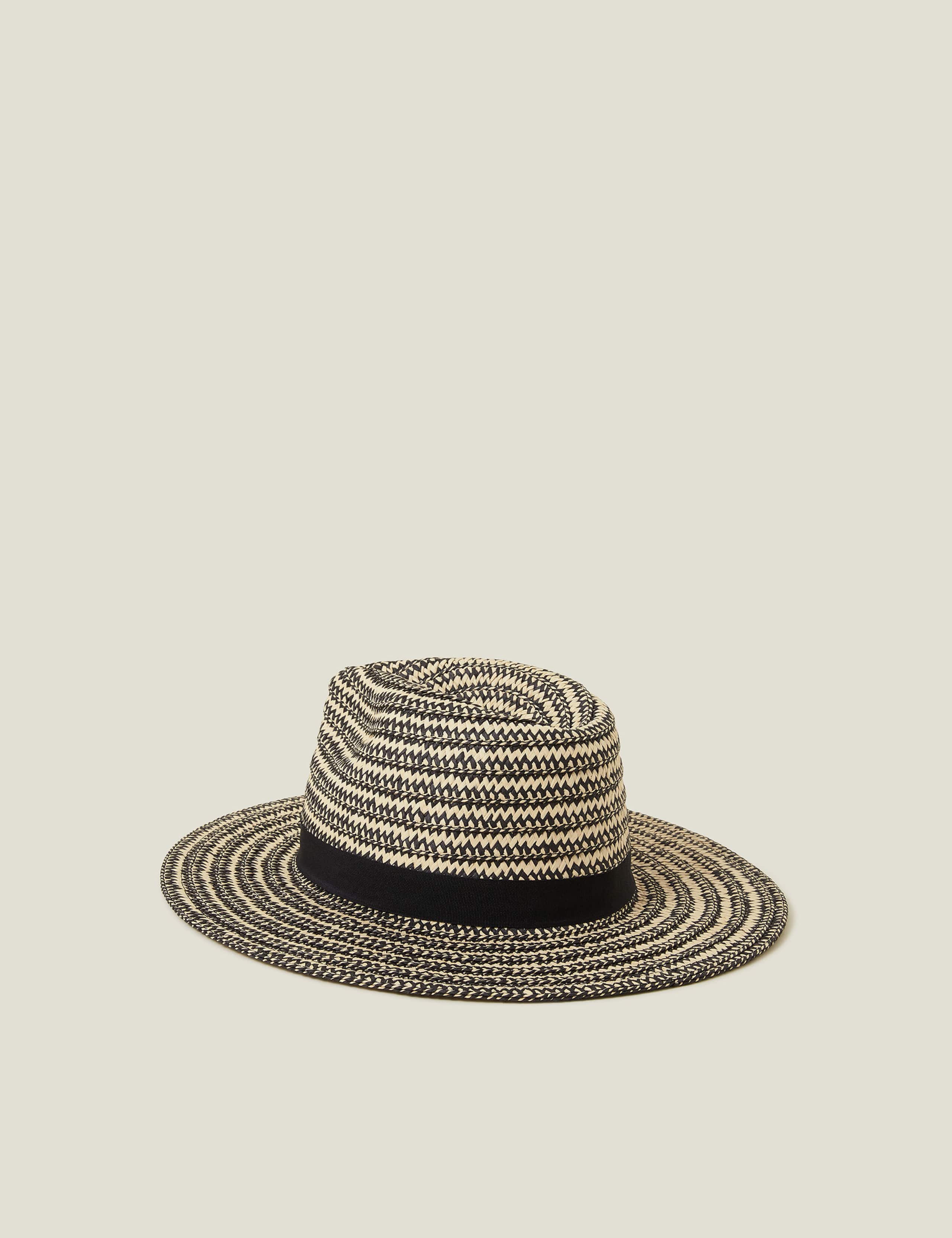 Straw Striped Fedora Hat 3 of 3