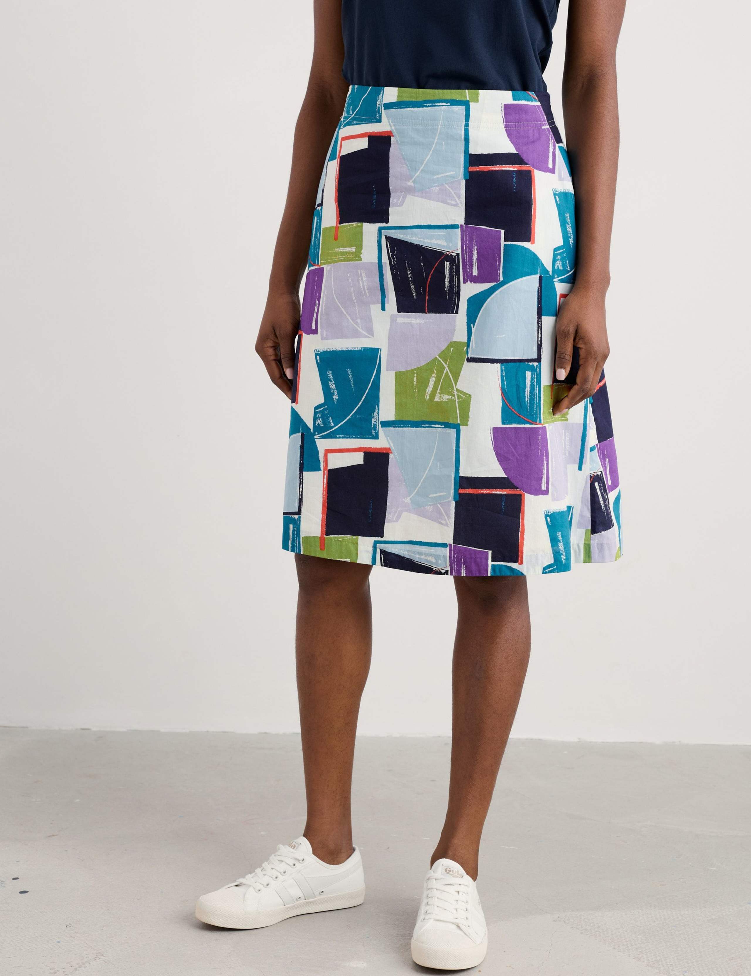 Pure Cotton Geometric A-Line Skirt Skirt 3 of 4