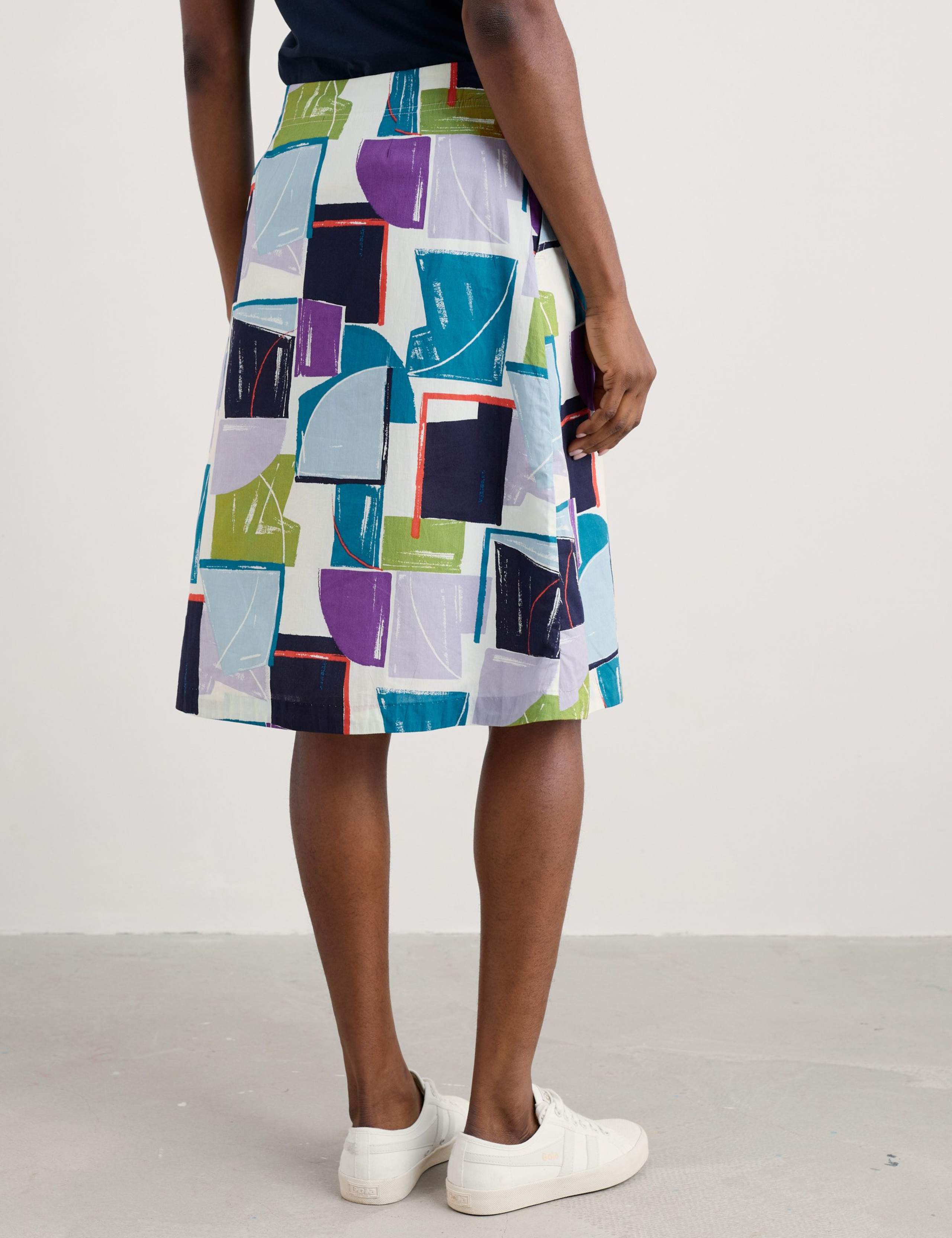 Pure Cotton Geometric A-Line Skirt Skirt 4 of 4