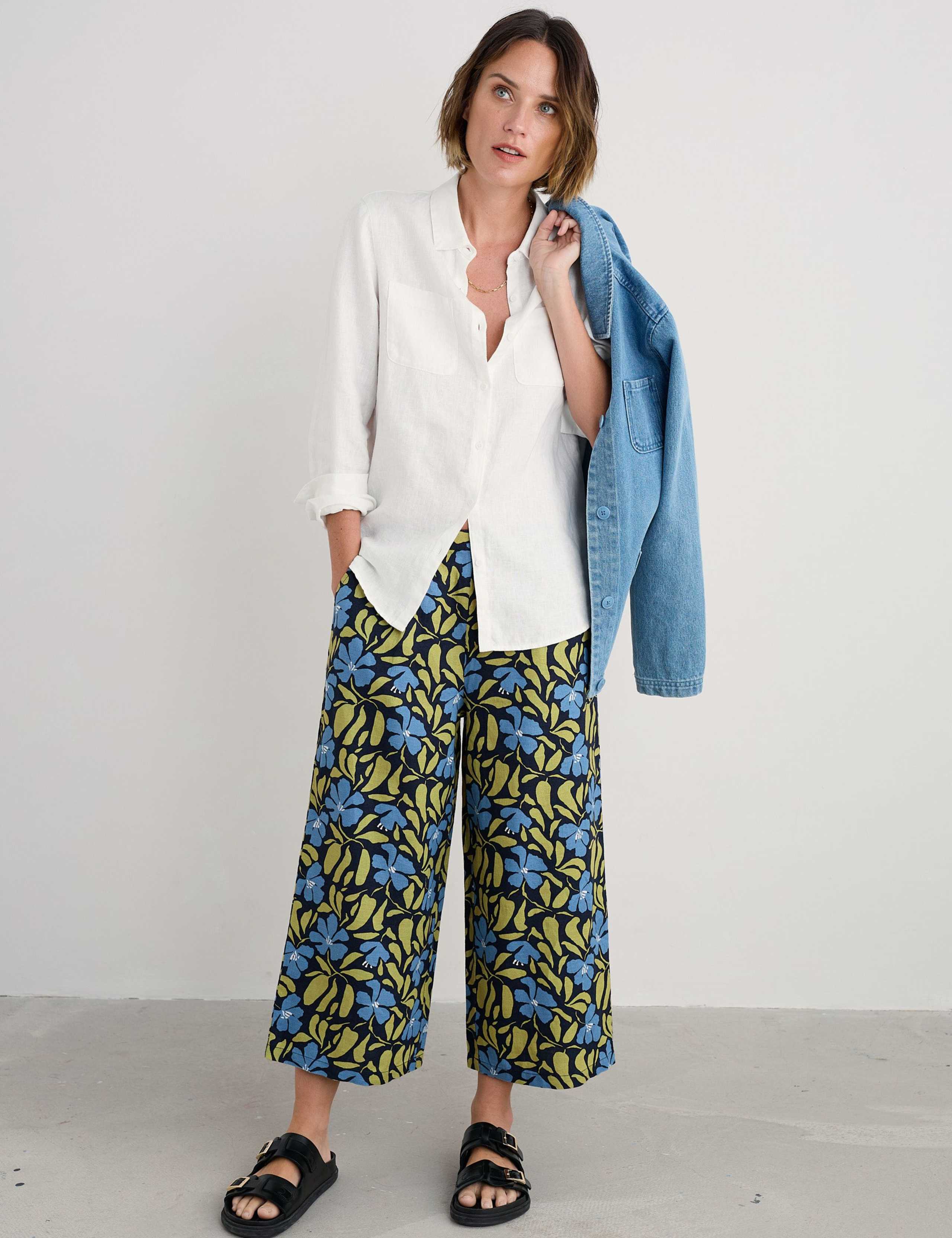 Pure Linen Floral Wide Leg Culottes 1 of 4