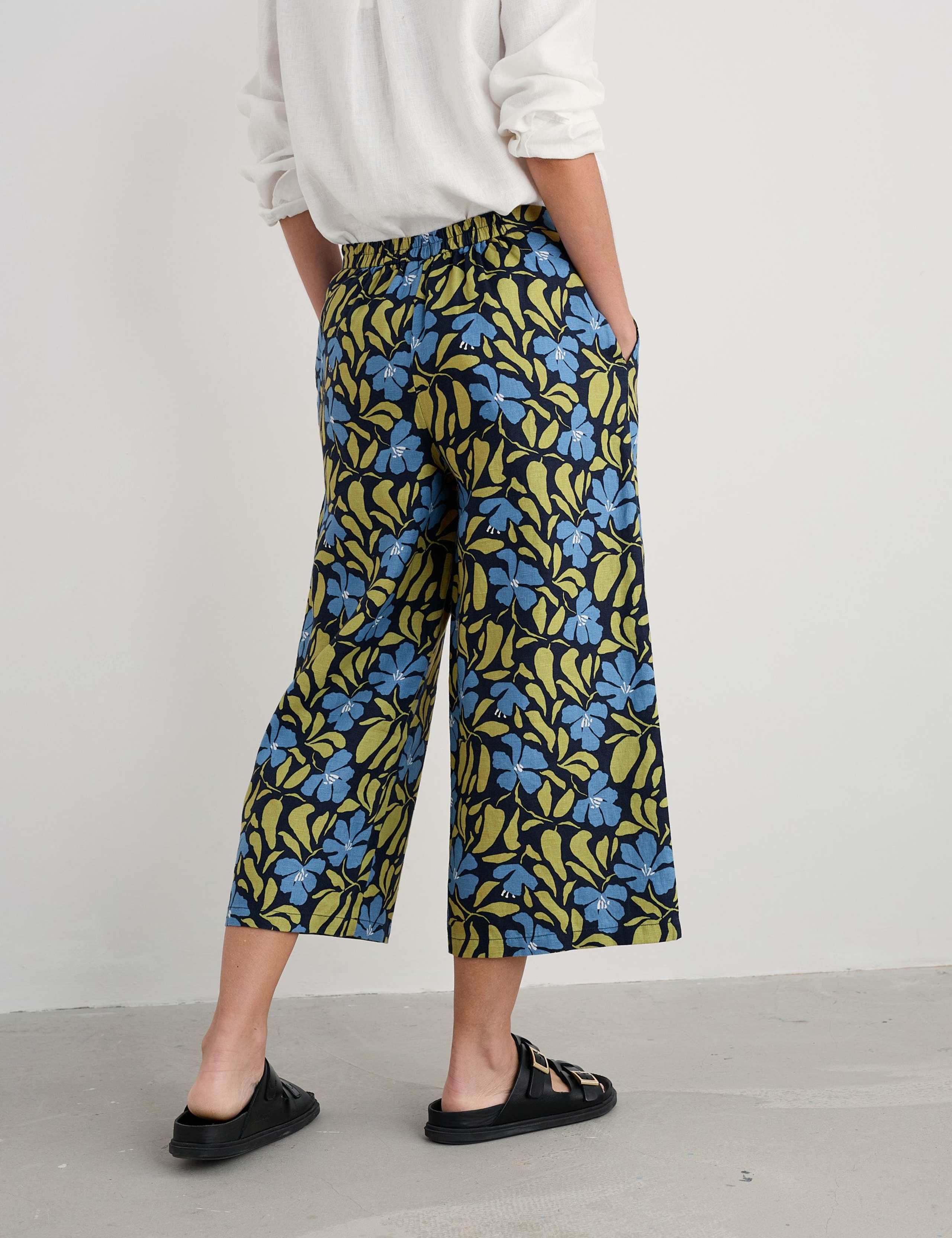 Pure Linen Floral Wide Leg Culottes 4 of 4