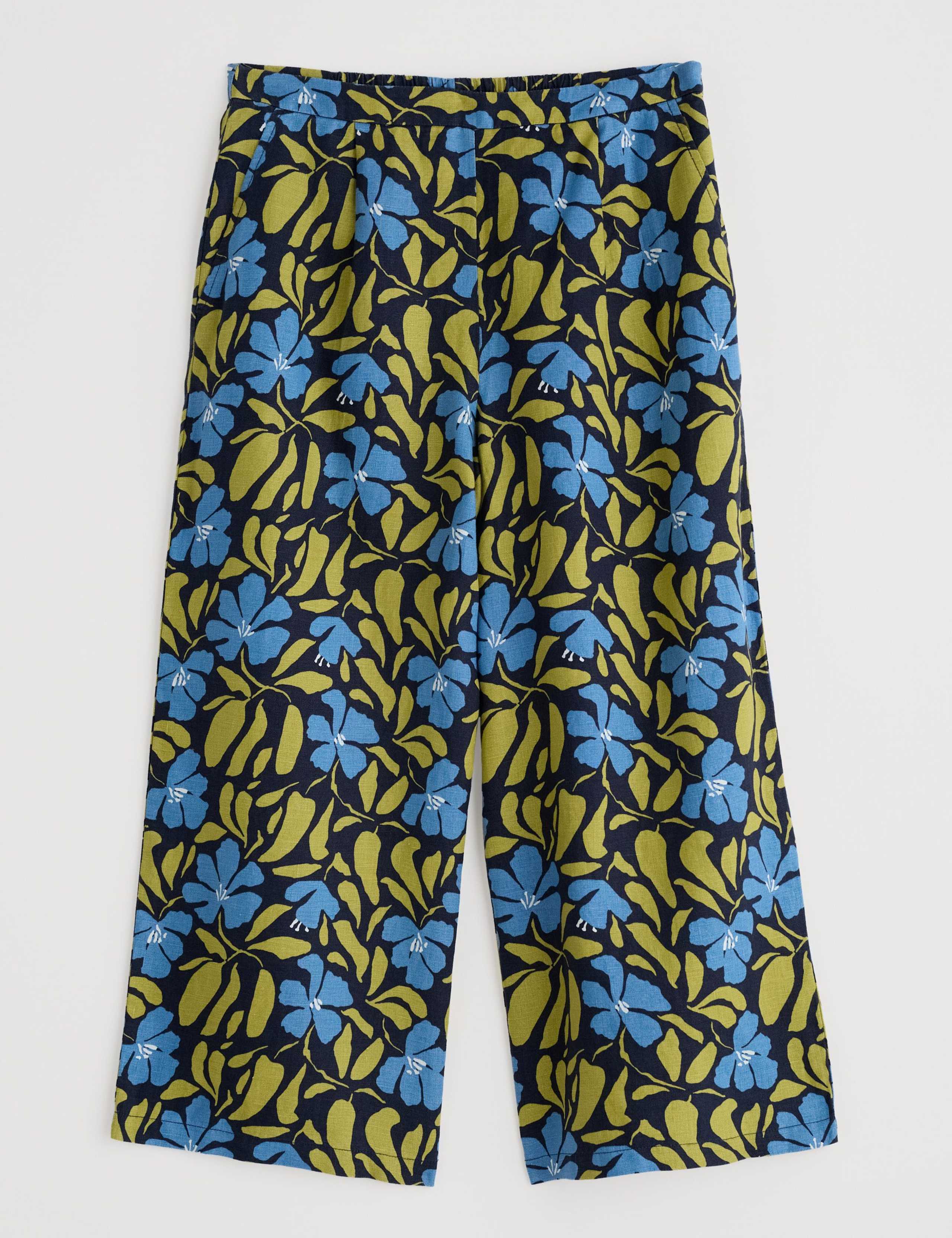 Pure Linen Floral Wide Leg Culottes 2 of 4