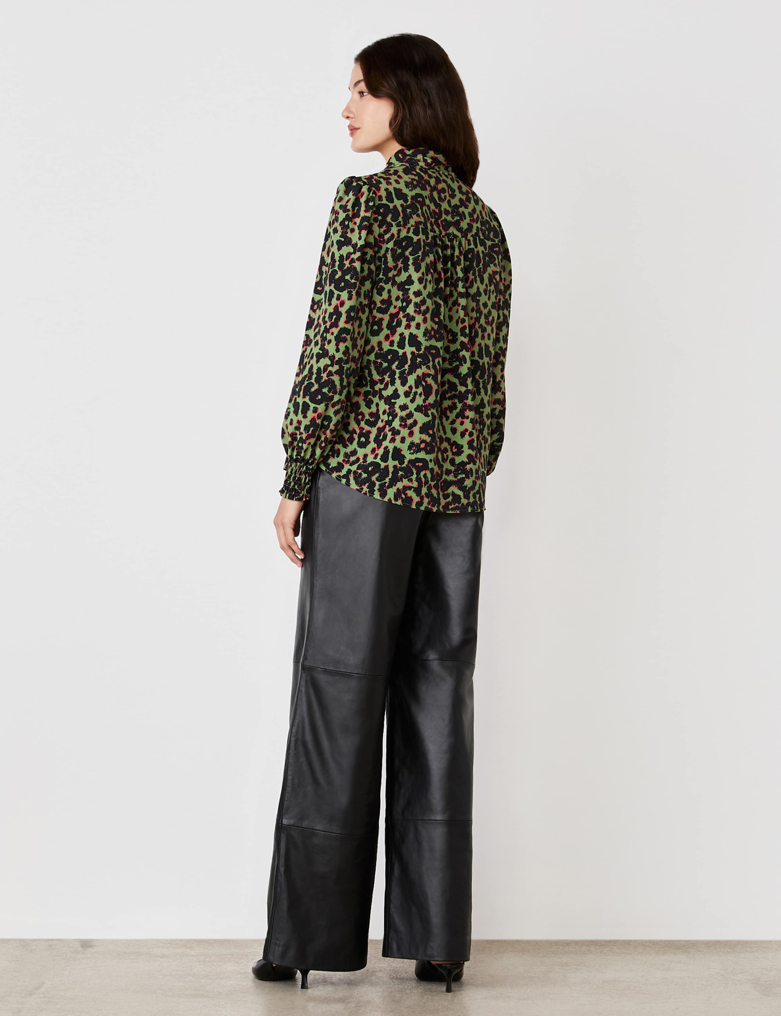 Crepe Animal Print Tie Neck Blouse 3 of 4