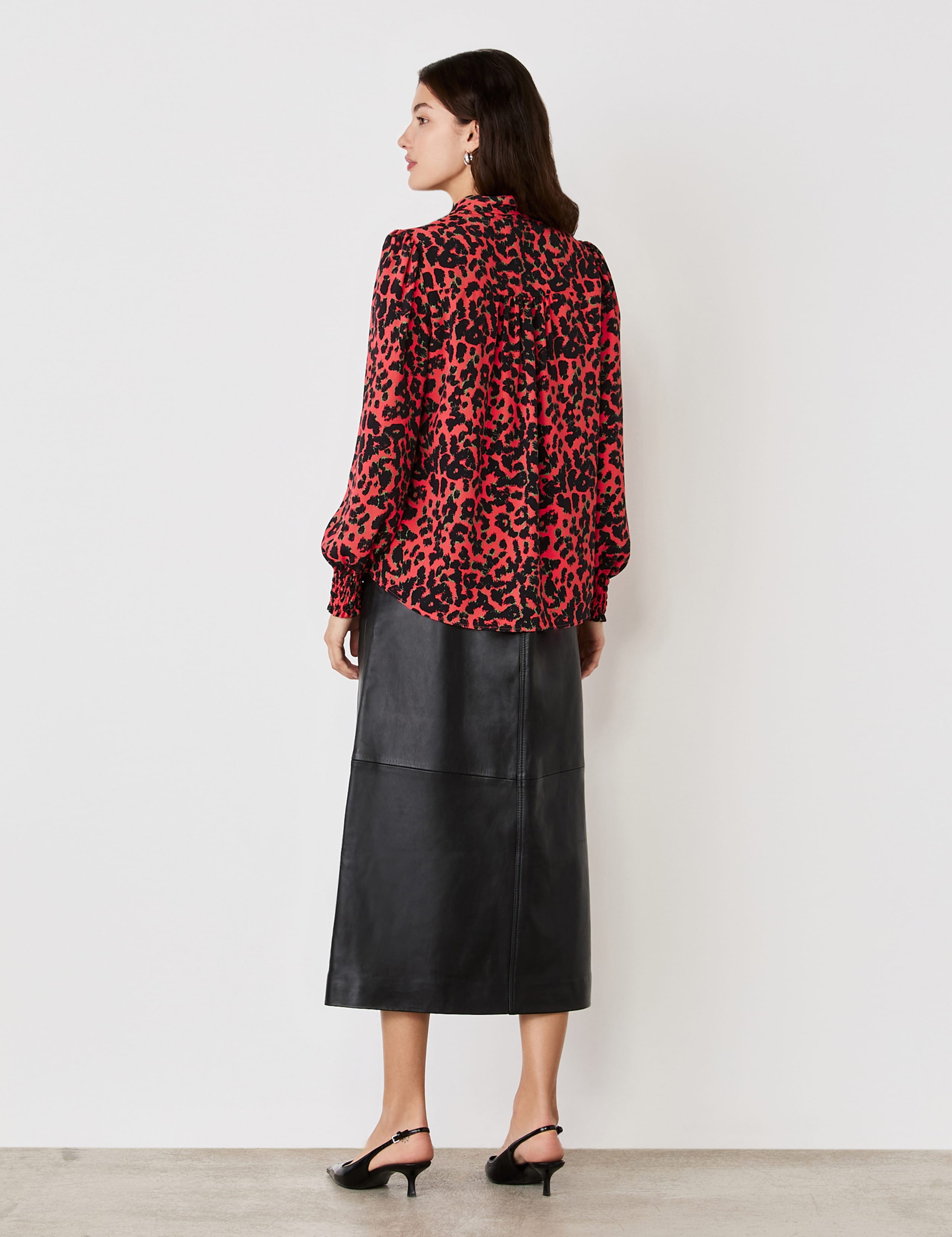 Crepe Animal Print Tie Neck Blouse 2 of 4