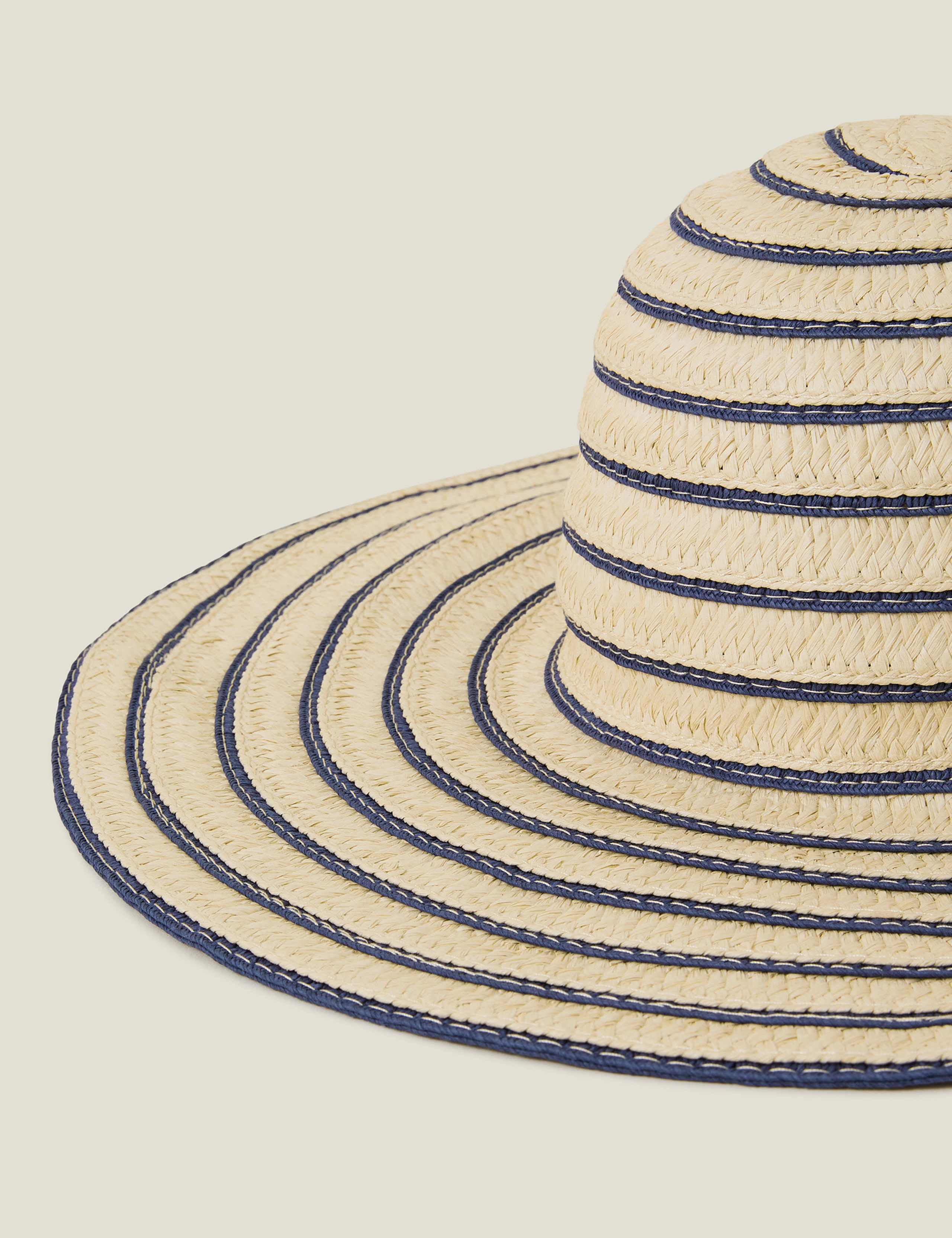 Woven Striped Wide Brim Floppy Hat 2 of 2
