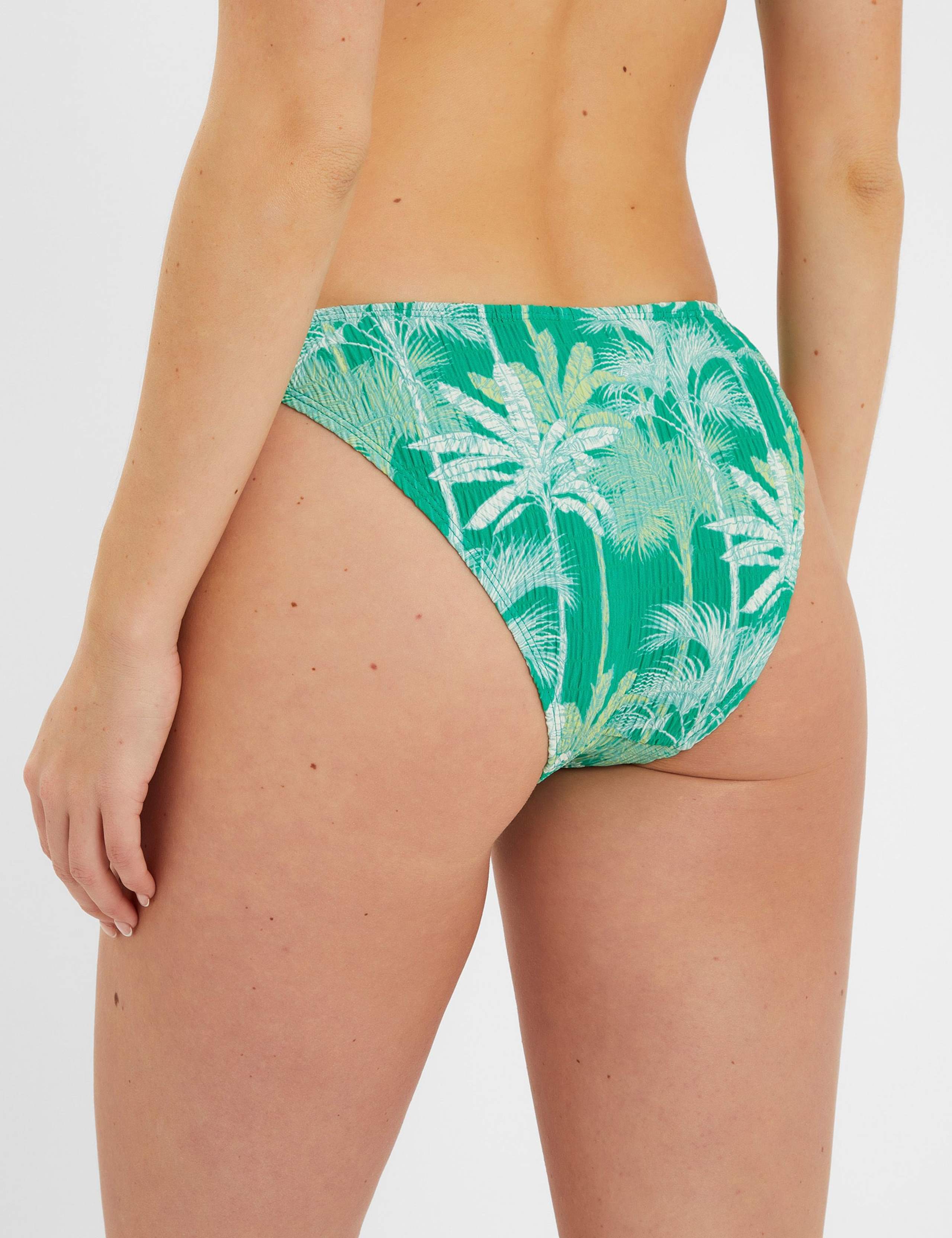 Palm Print Shirred High Leg Bikini Bottoms 4 of 4