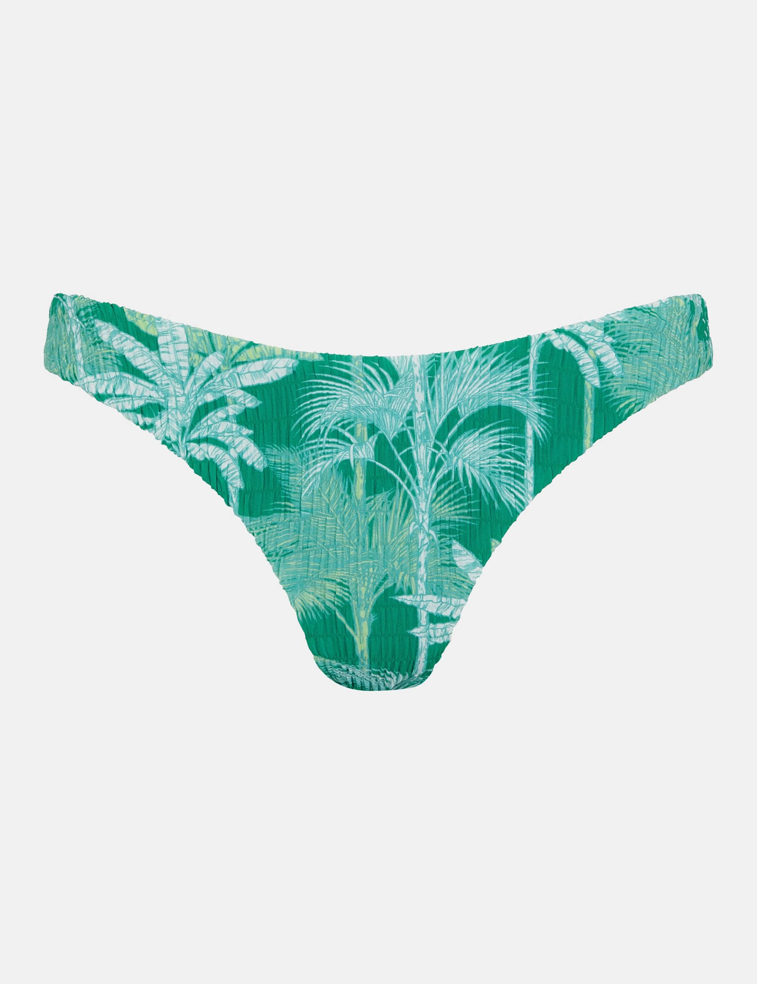 Palm Print Shirred High Leg Bikini Bottoms 2 of 4