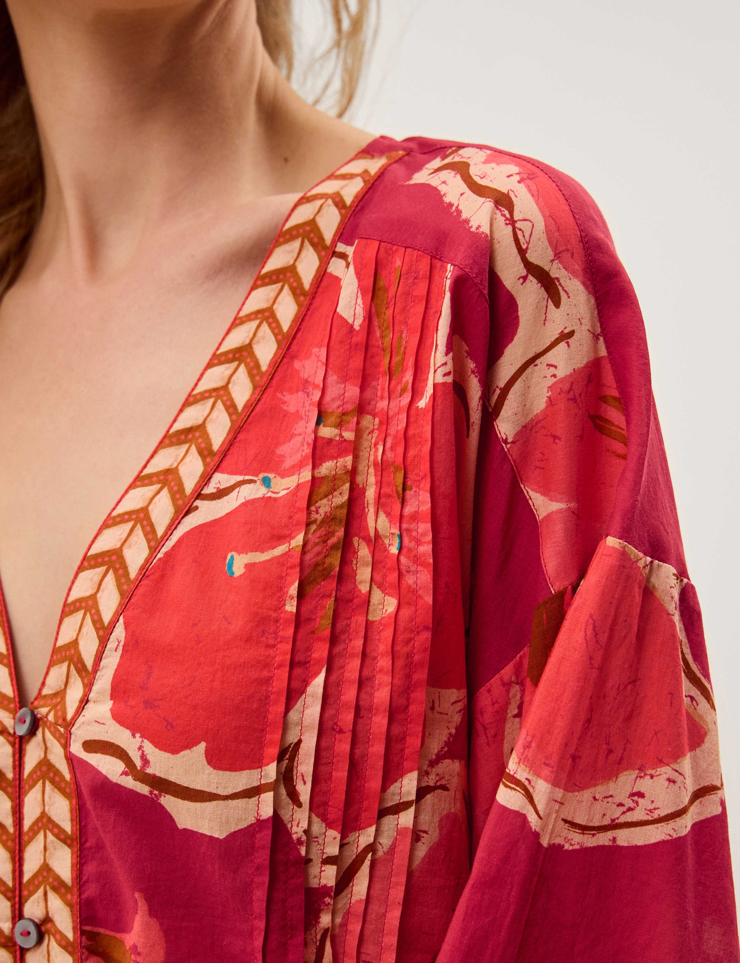Pure Cotton Printed V-Neck Midaxi Kaftan Dress 4 of 6