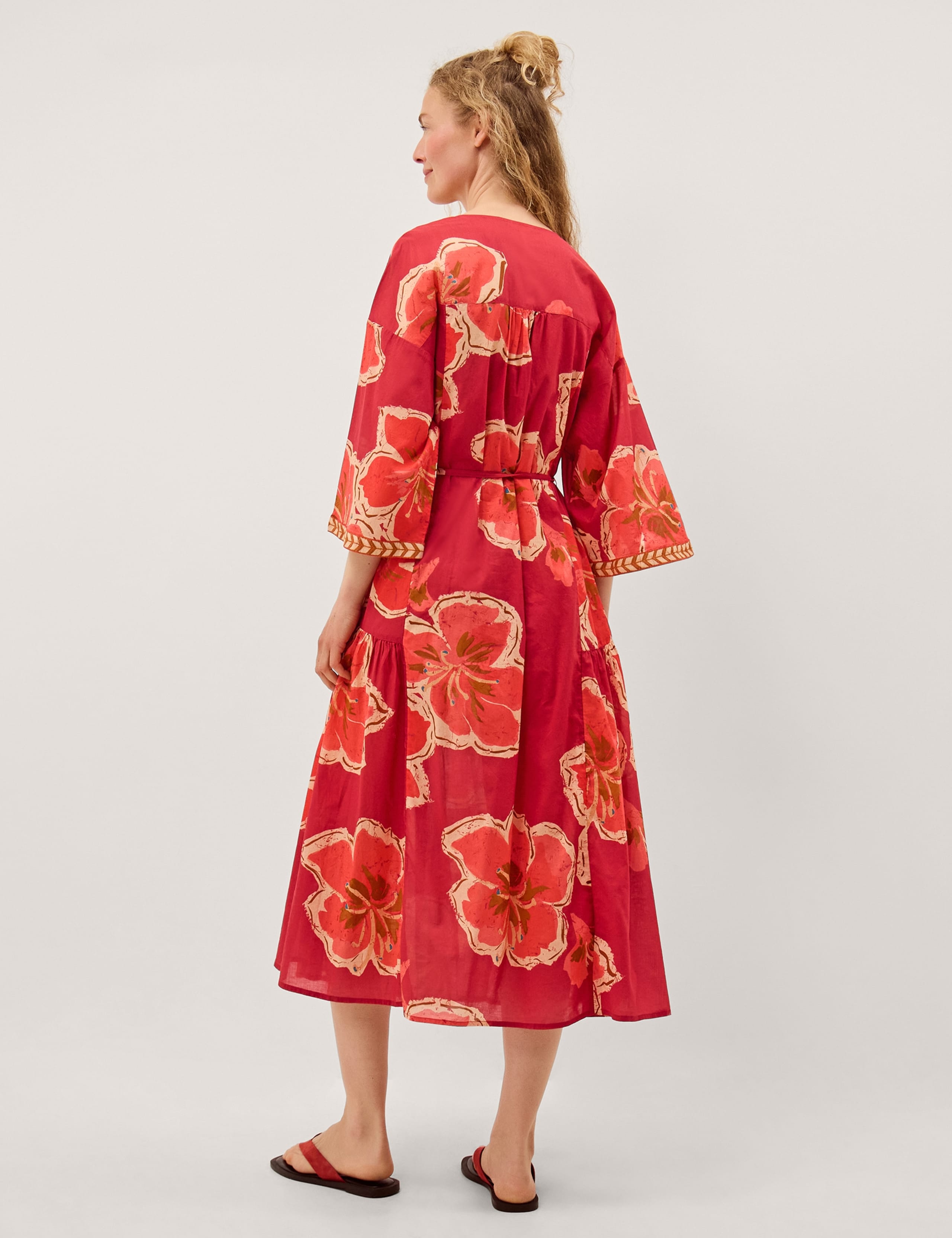 Pure Cotton Printed V-Neck Midaxi Kaftan Dress 6 of 6