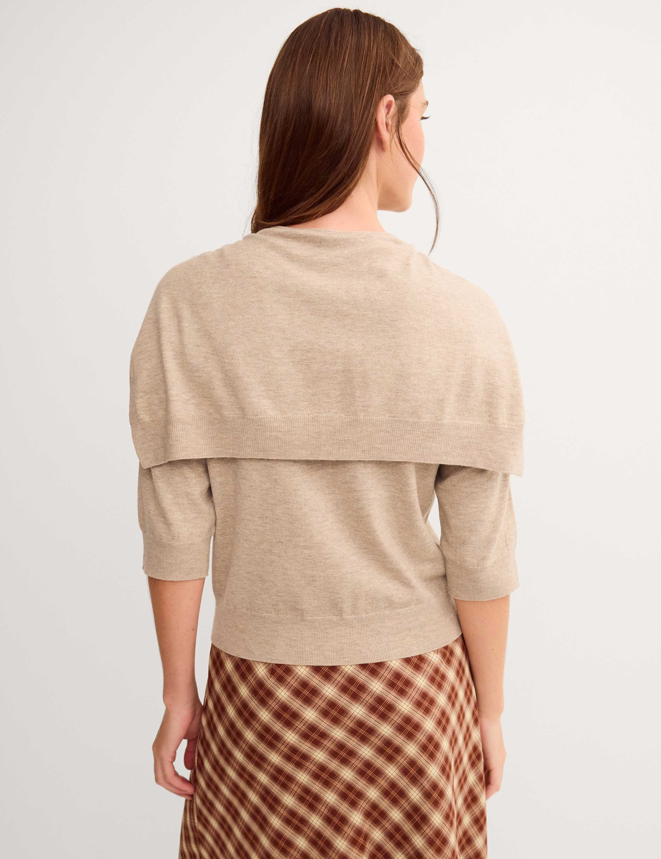 Crew Neck Scarf Detail Jumper with Cotton 3 of 4