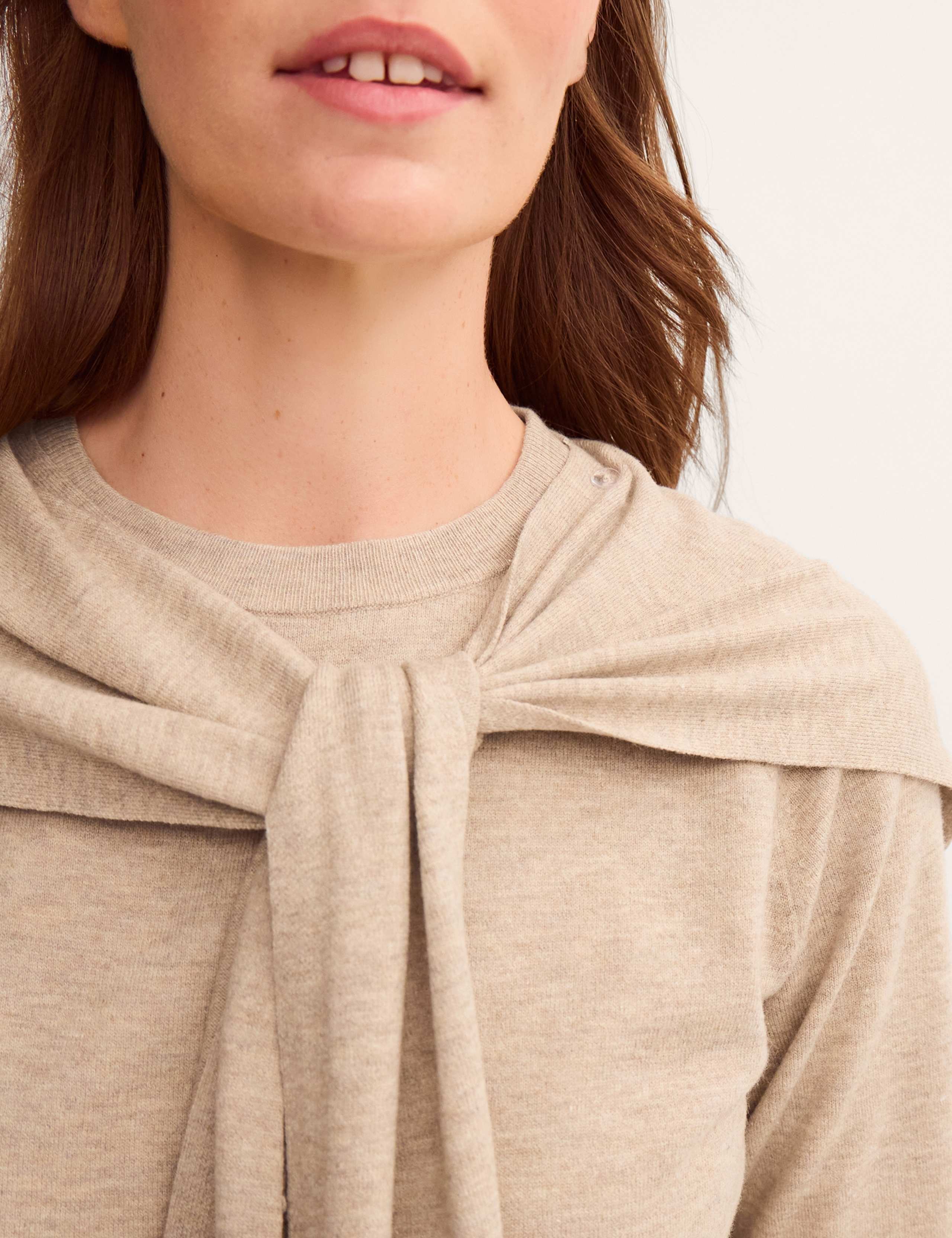 Crew Neck Scarf Detail Jumper with Cotton 4 of 4