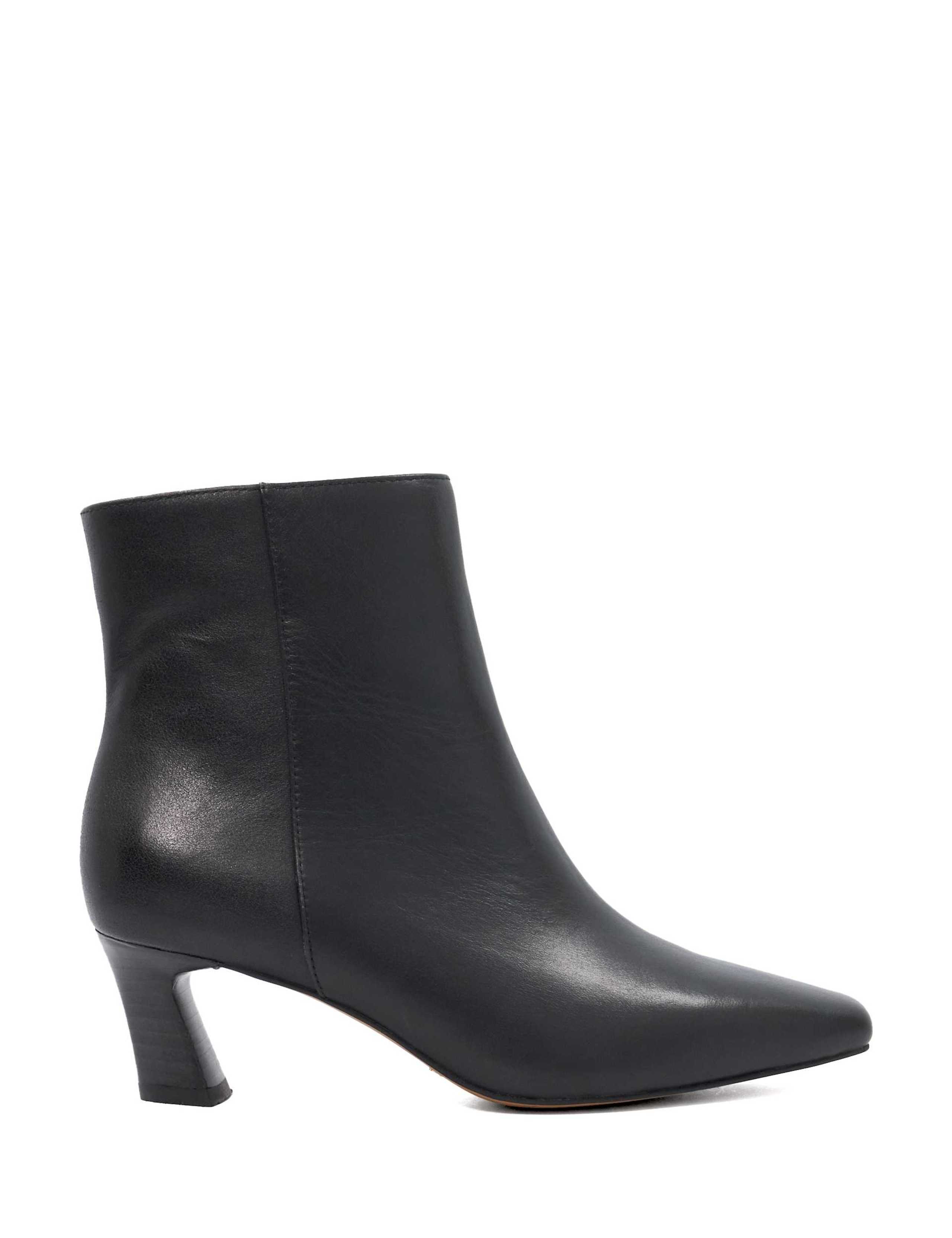 Wide Fit Leather Block Heel Ankle Boots 1 of 5