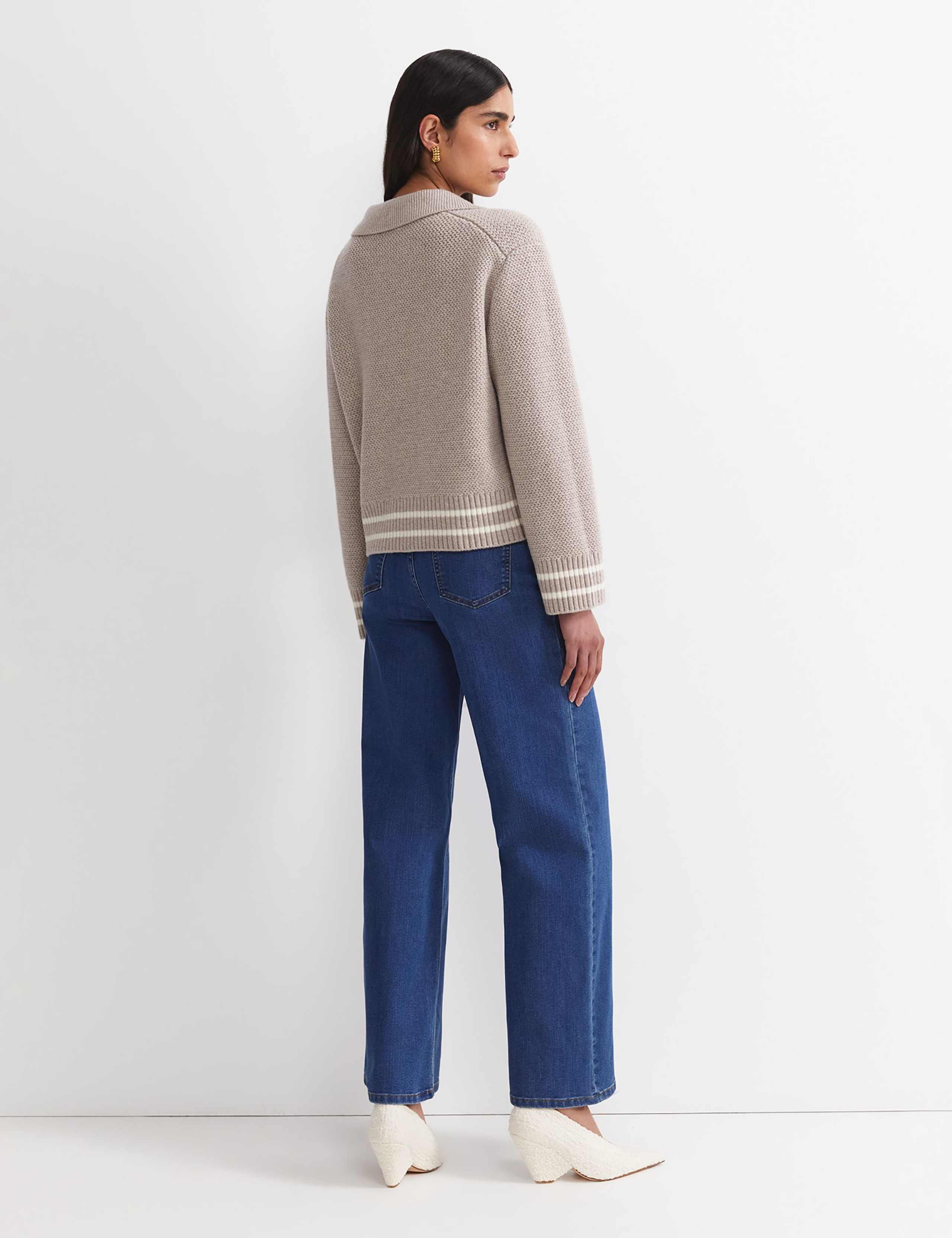 Pure Merino Wool Textured Collared Cardigan 3 of 8