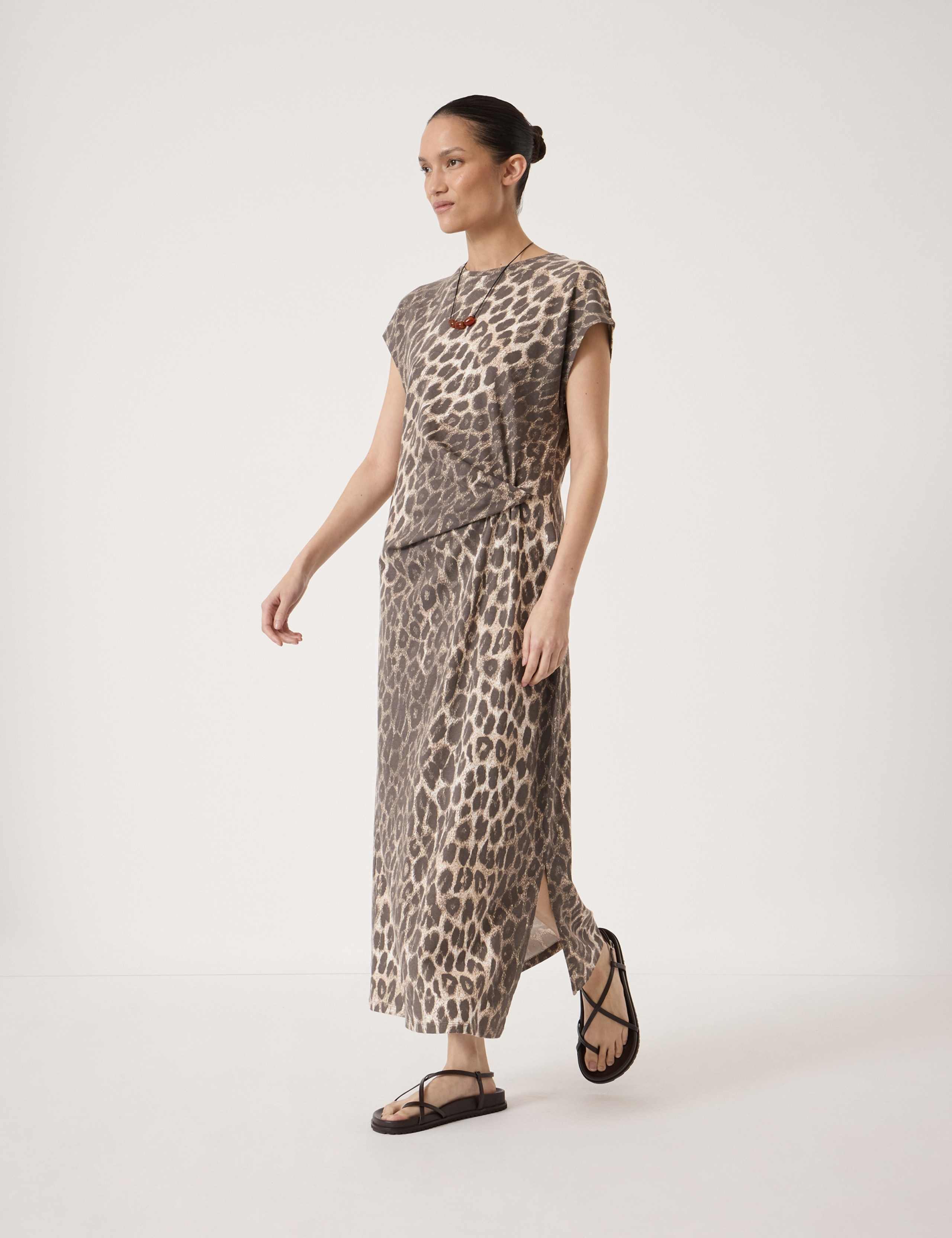 Pure Cotton Leopard Print Midi Column Dress 3 of 5
