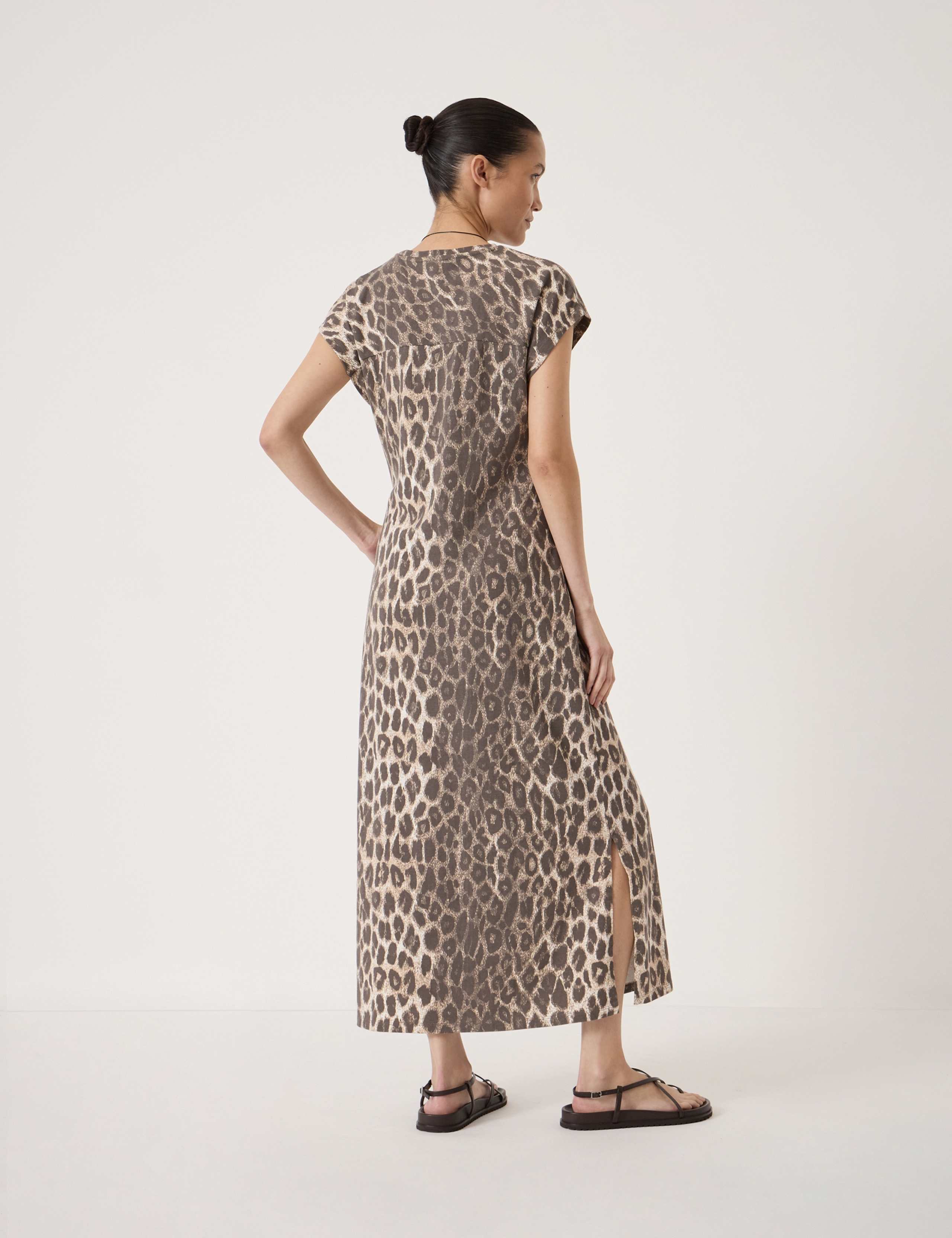Pure Cotton Leopard Print Midi Column Dress 4 of 5
