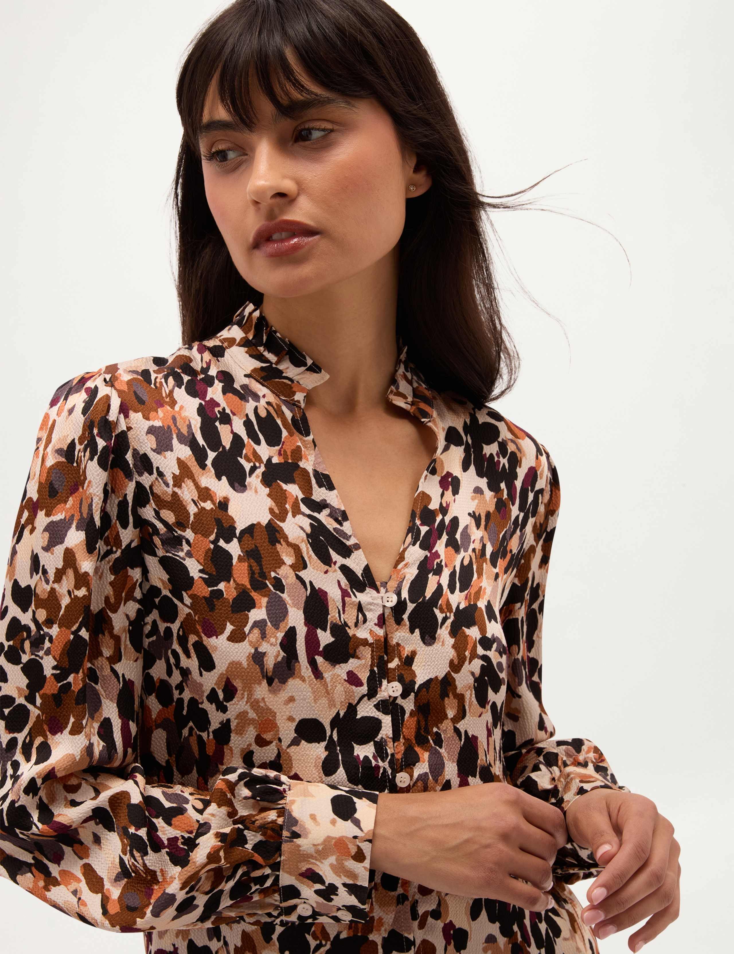 Textured Collared Neck Blouson Sleeve Blouse 5 of 6