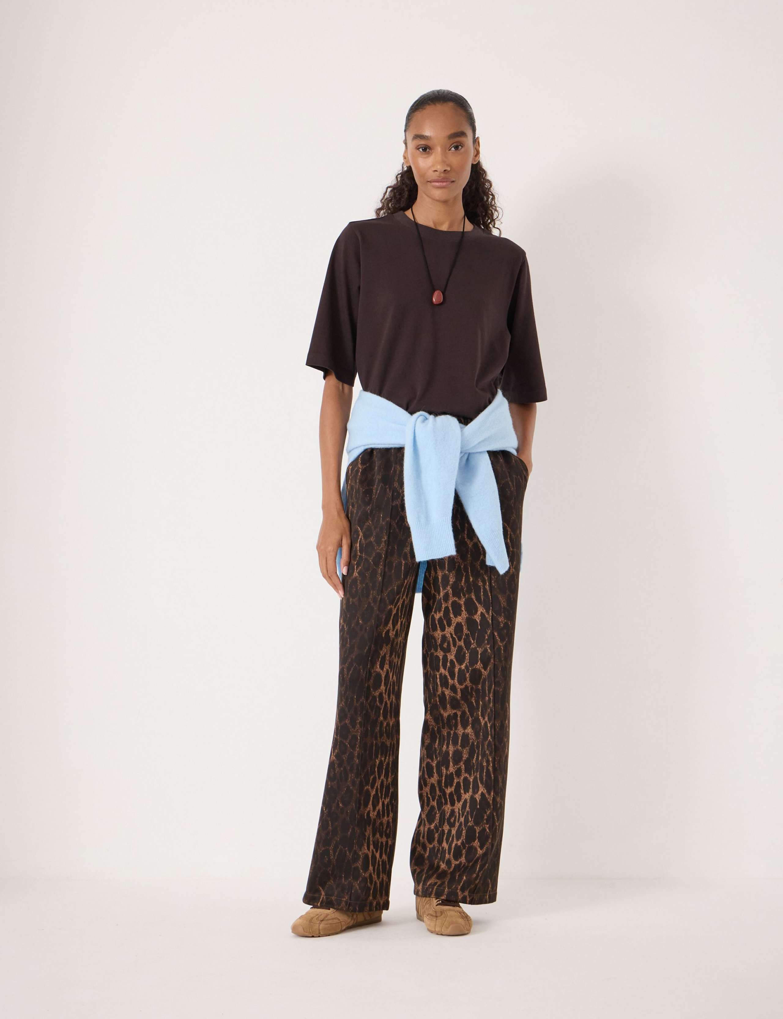 Cotton Blend Animal Print Side Stripe Joggers 1 of 5