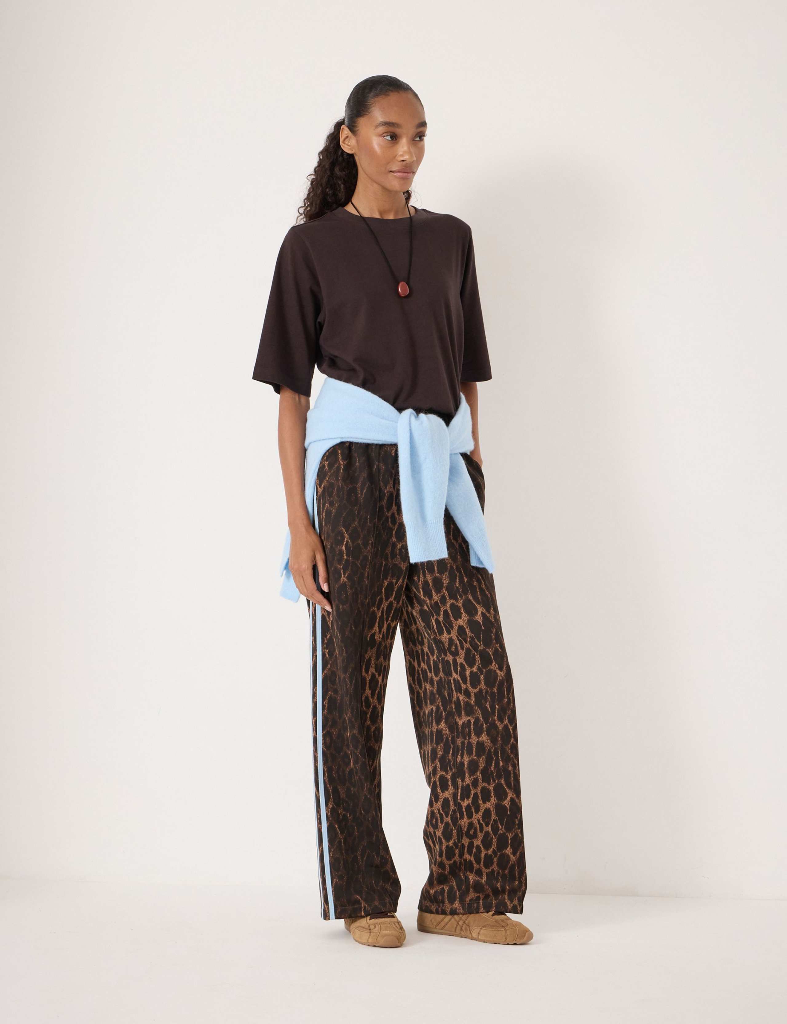 Cotton Blend Animal Print Side Stripe Joggers 3 of 5