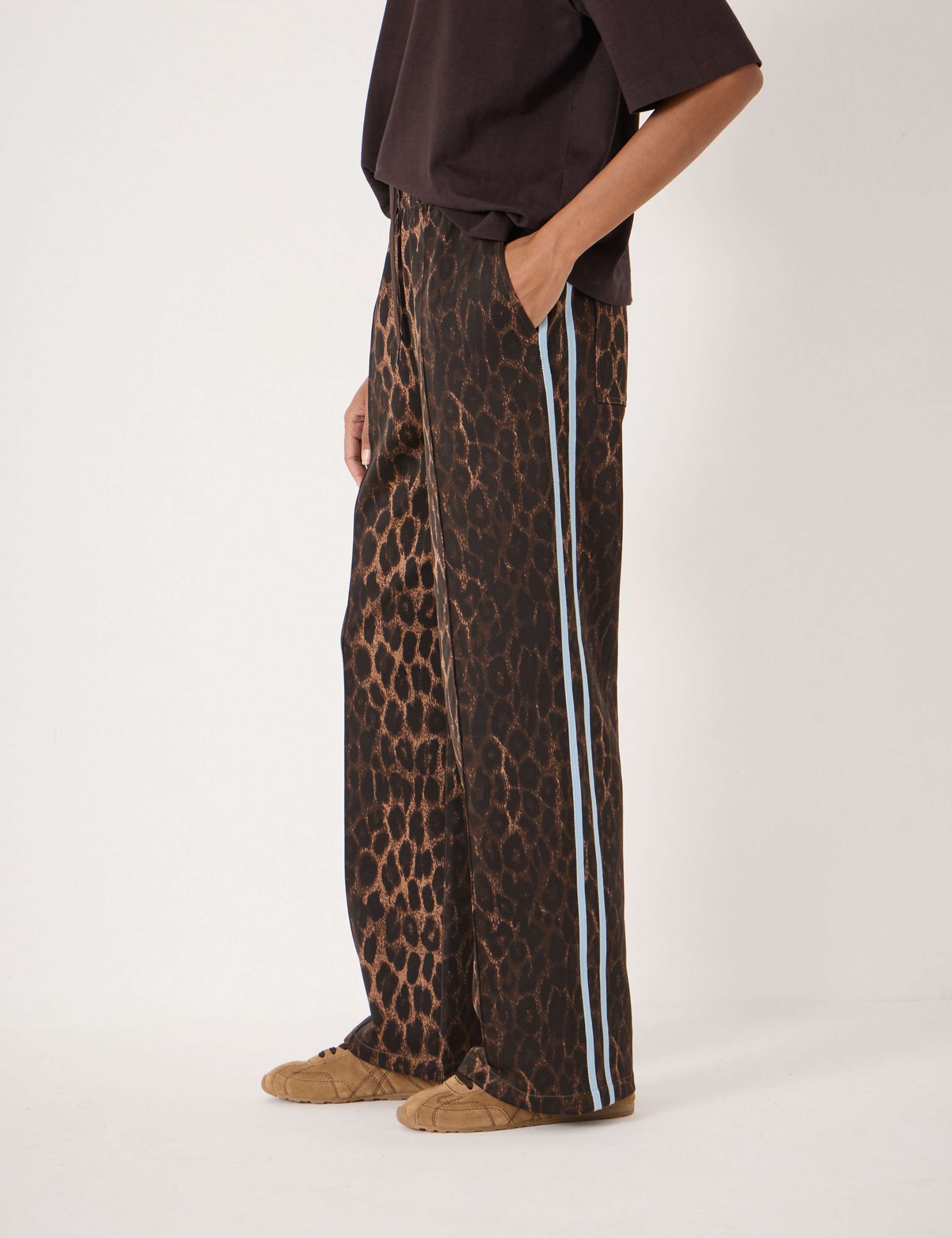Cotton Blend Animal Print Side Stripe Joggers 4 of 5