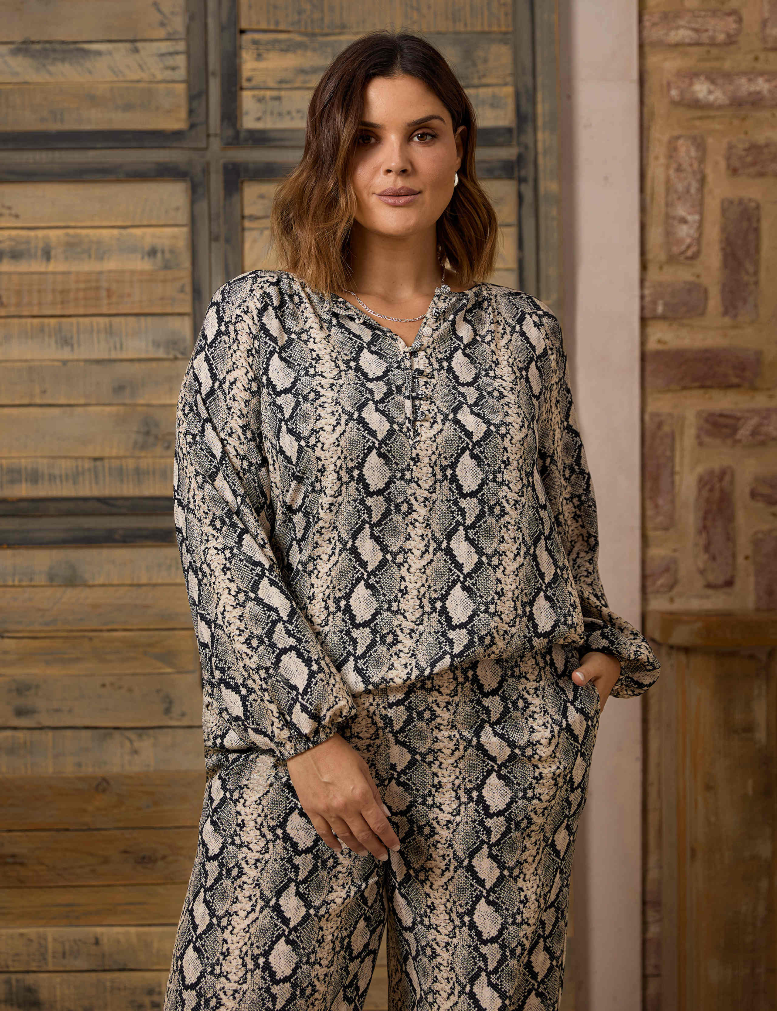 Animal Print V-Neck Button Through Blouse 2 of 6