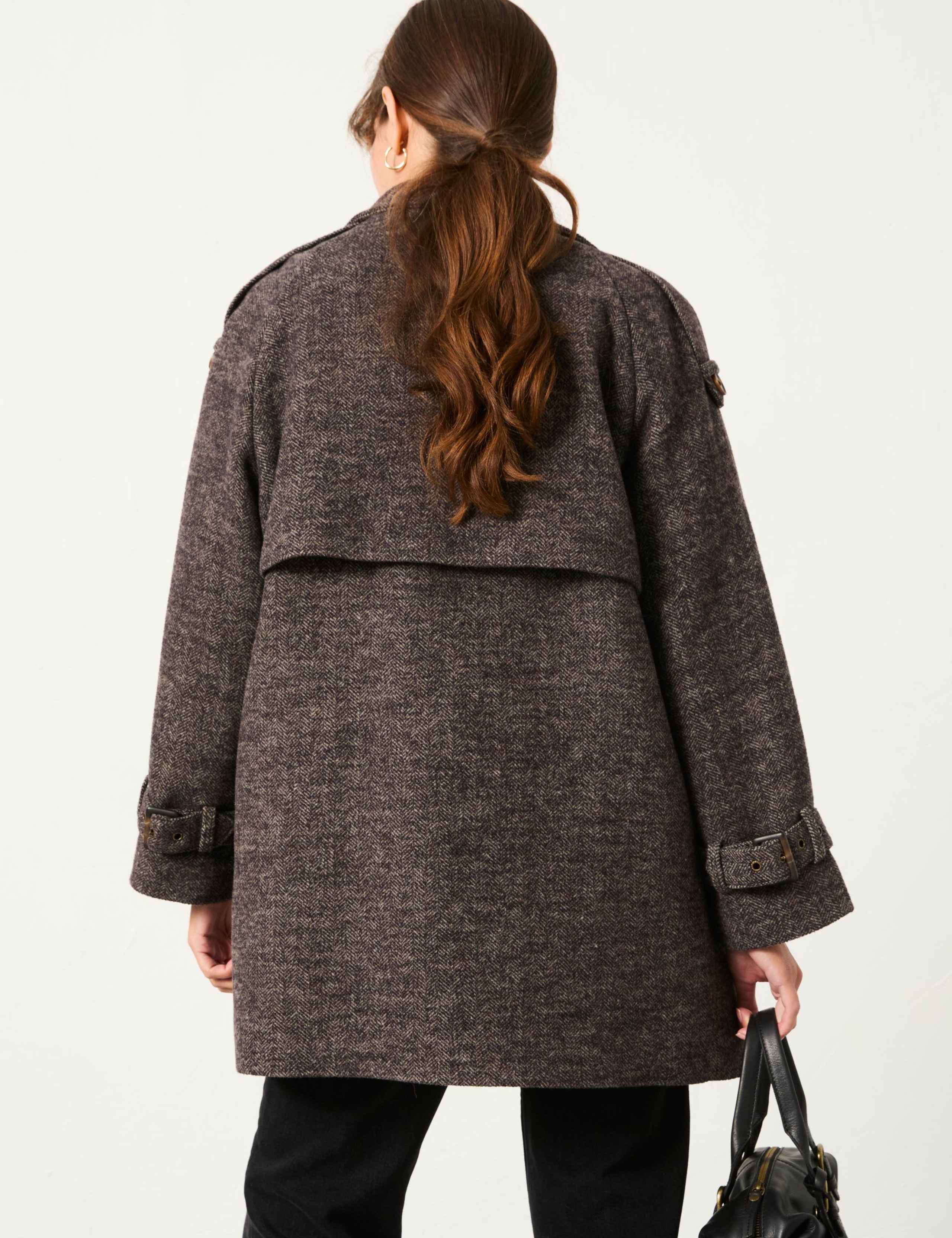 Wool Blend Herringbone Double Breasted Coat 4 of 5