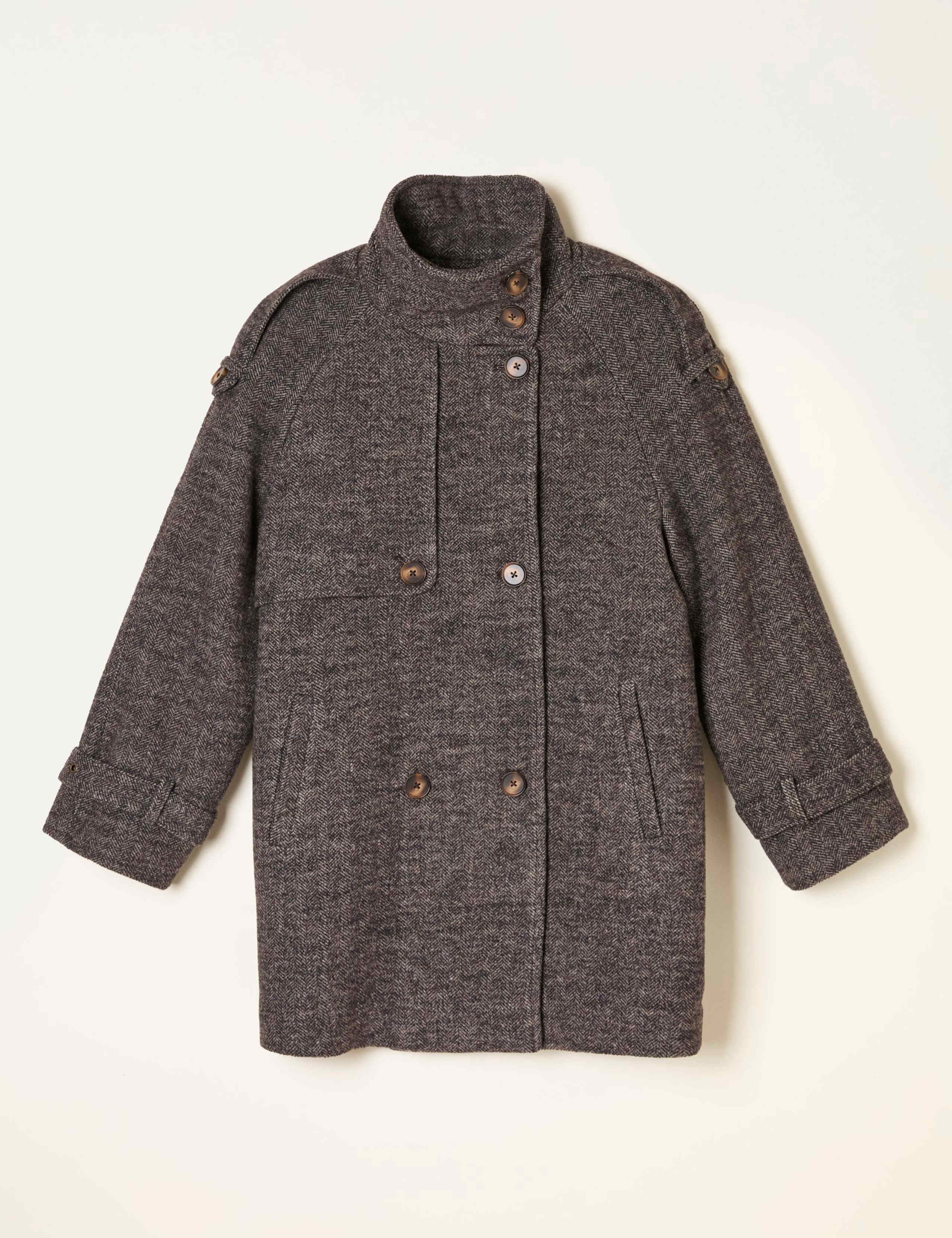 Wool Blend Herringbone Double Breasted Coat 2 of 5