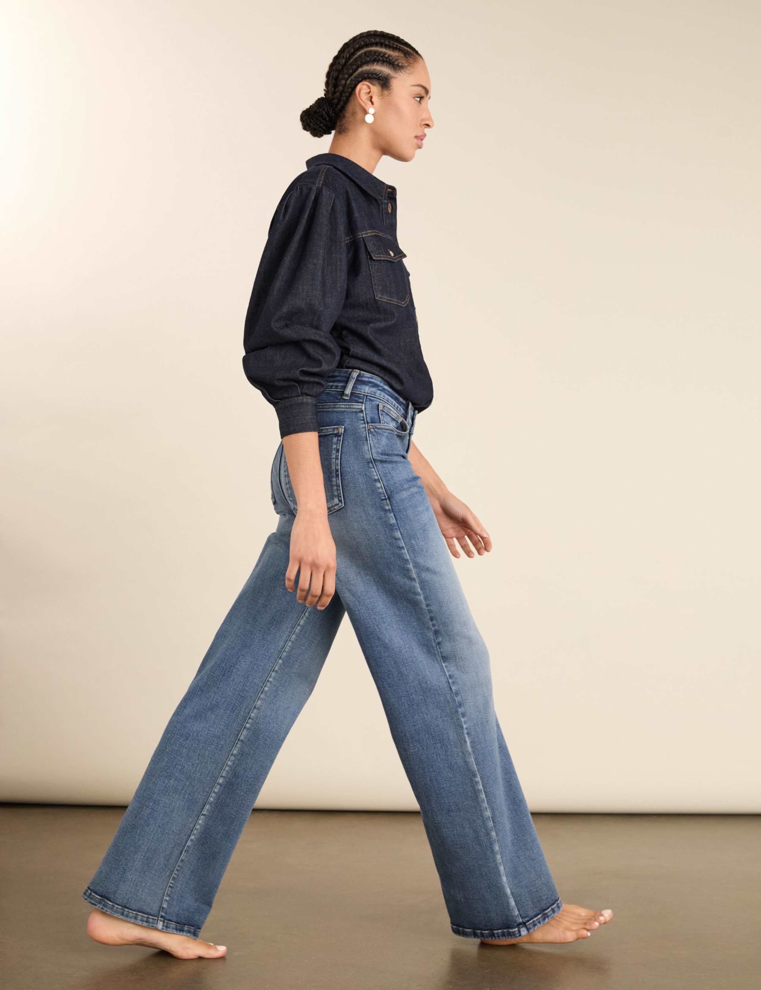 Stretch High Waisted Wide Leg Jeans 4 of 5