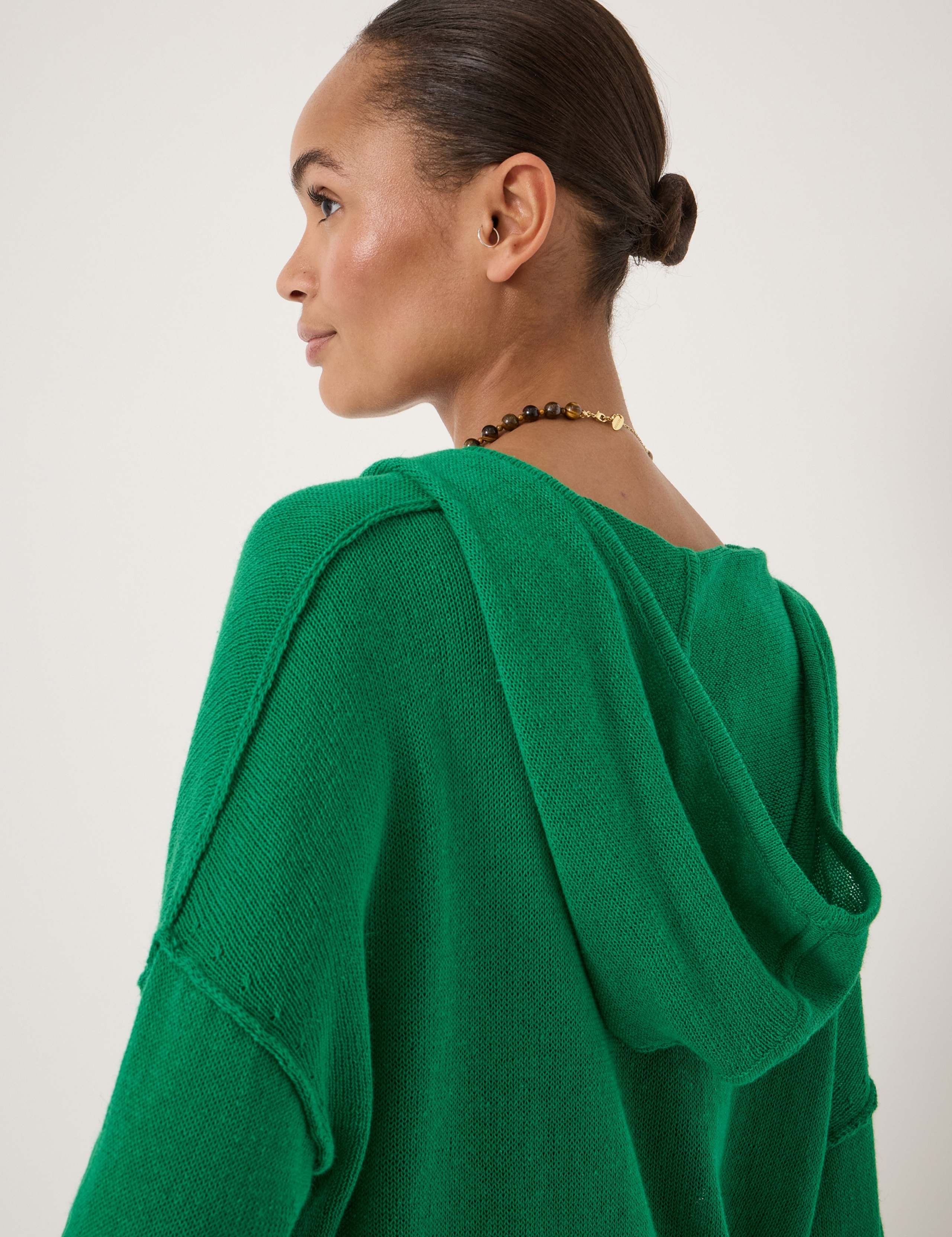 Linen Blend V-Neck Oversized Hoodie 5 of 5