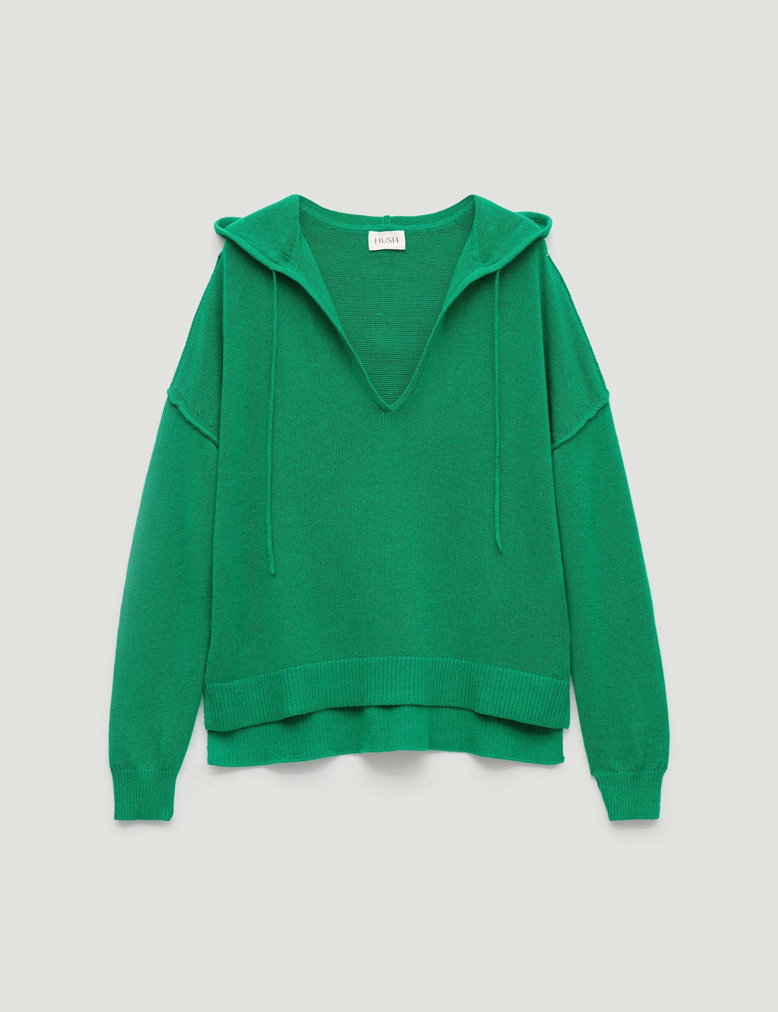 Cara Linen Blend Textured V-Neck Hoodie 2 of 5