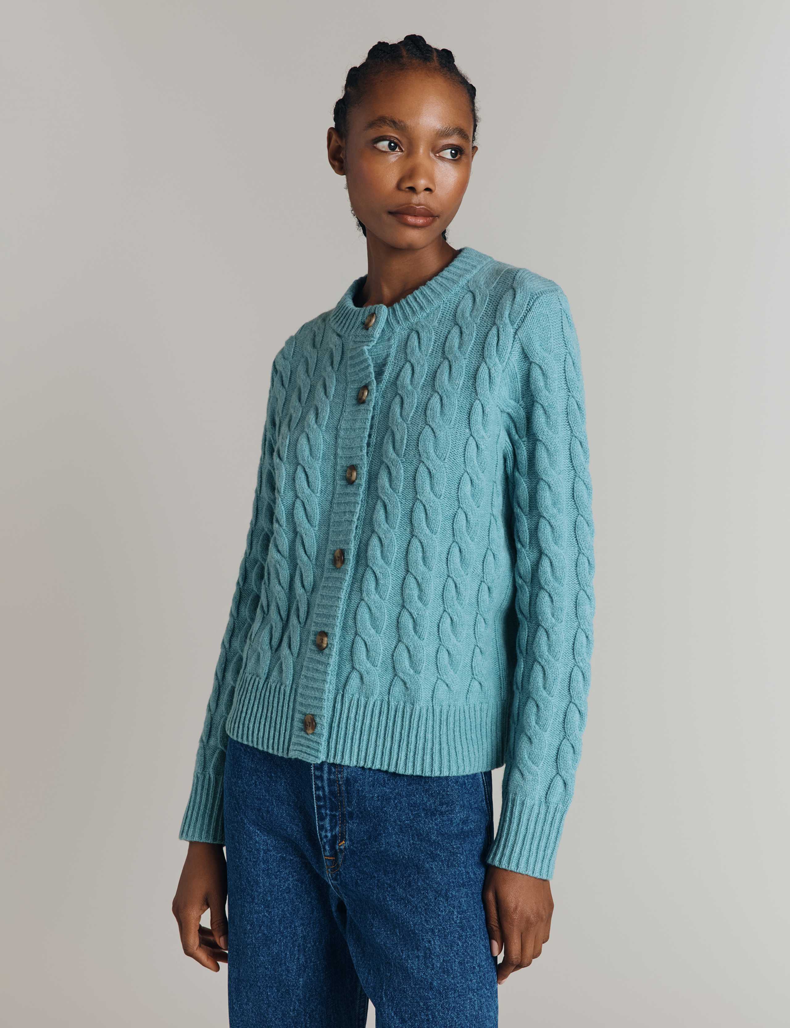 Wool Rich Cable Knit Cardigan 1 of 4