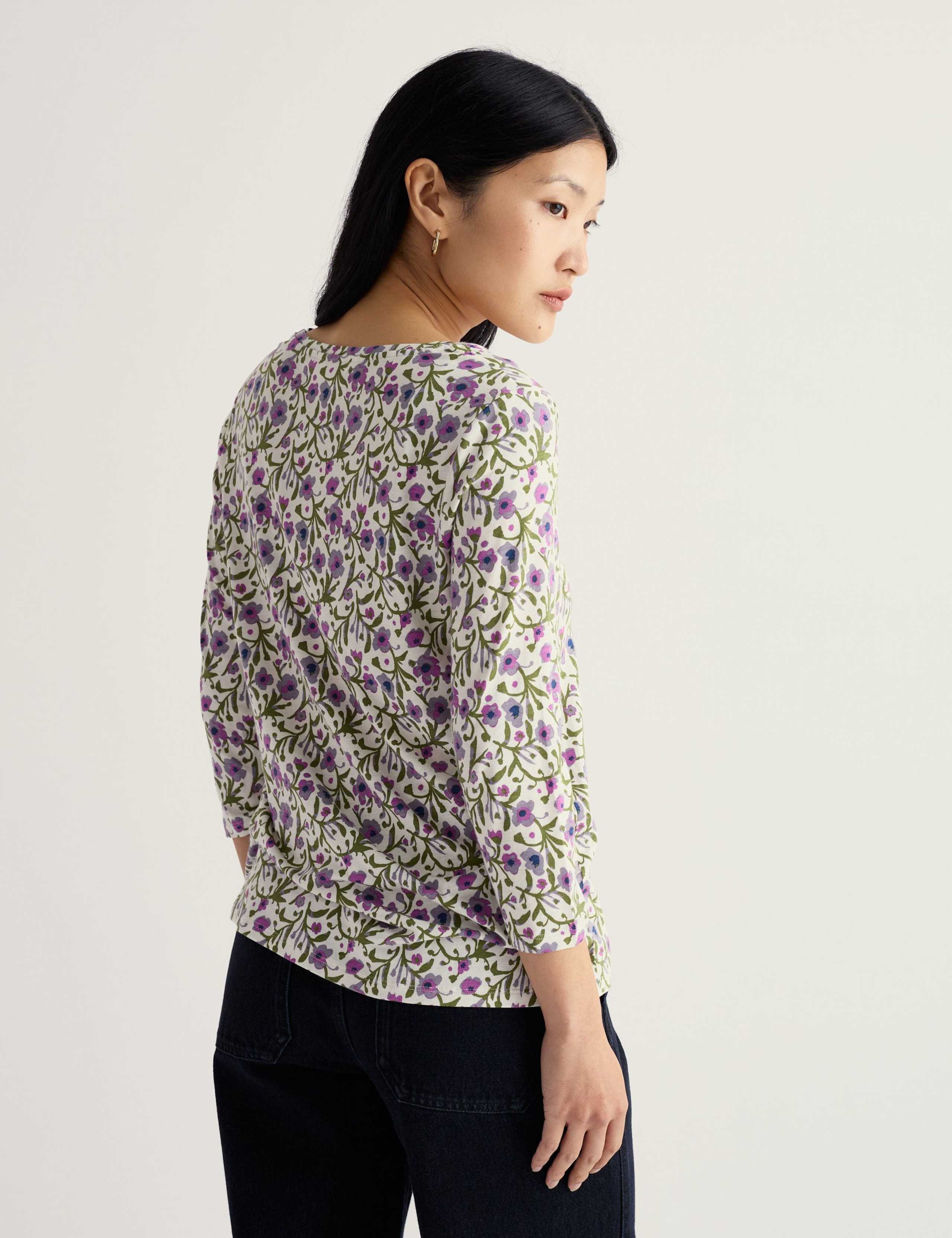 Cotton Blend Floral Relaxed Top 3 of 5