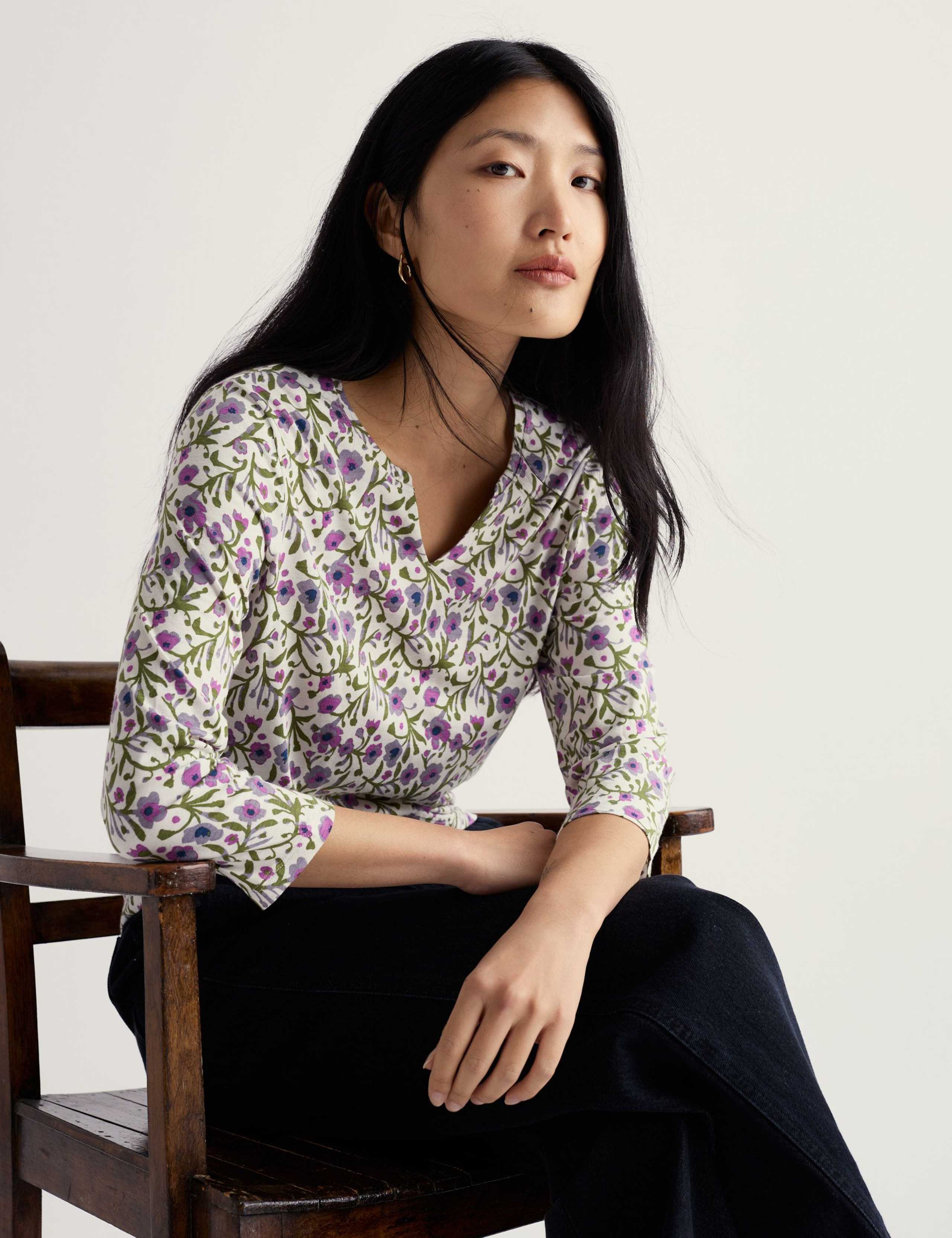 Cotton Blend Floral Relaxed Top 4 of 5