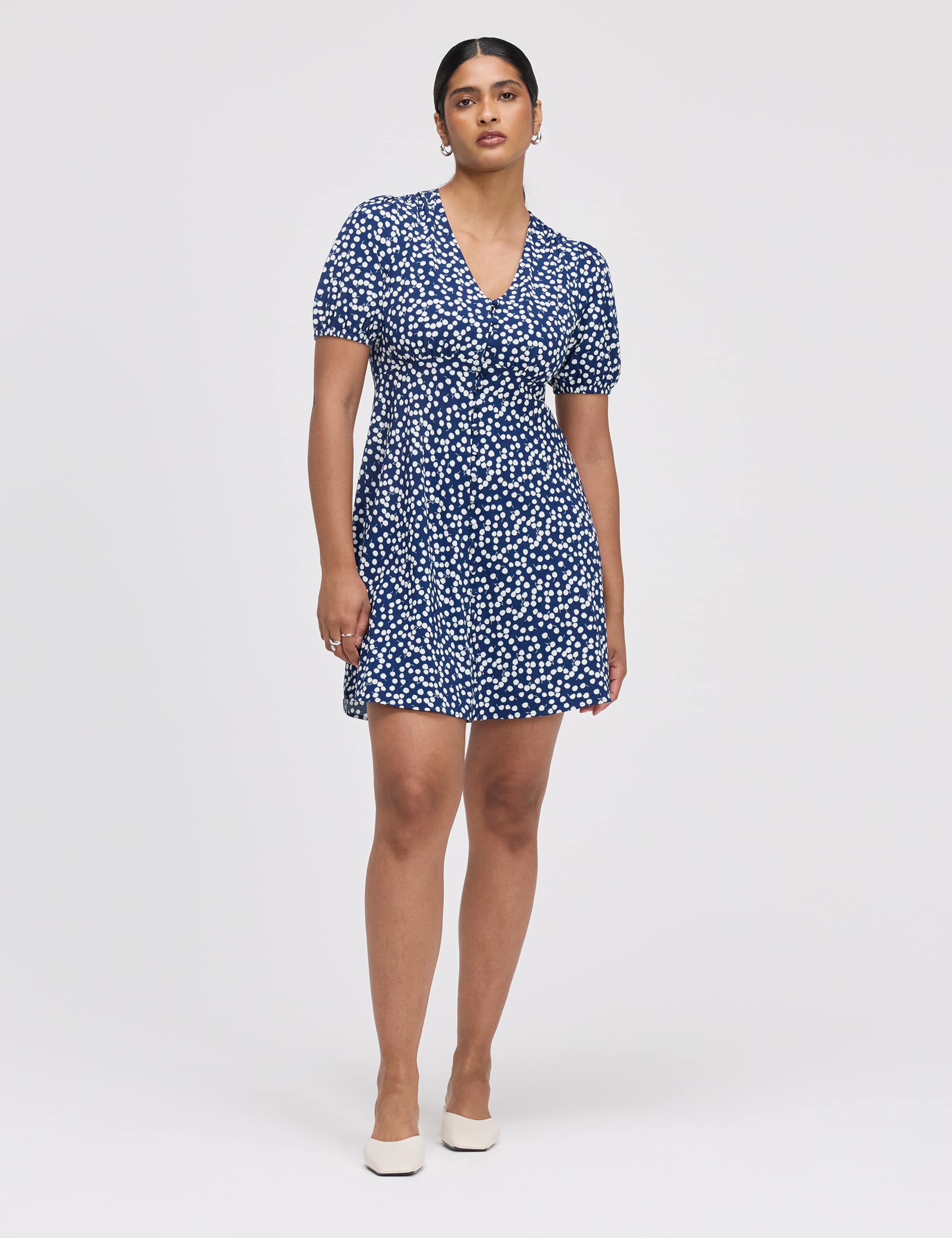 Printed V-Neck Mini Tea Dress 2 of 6