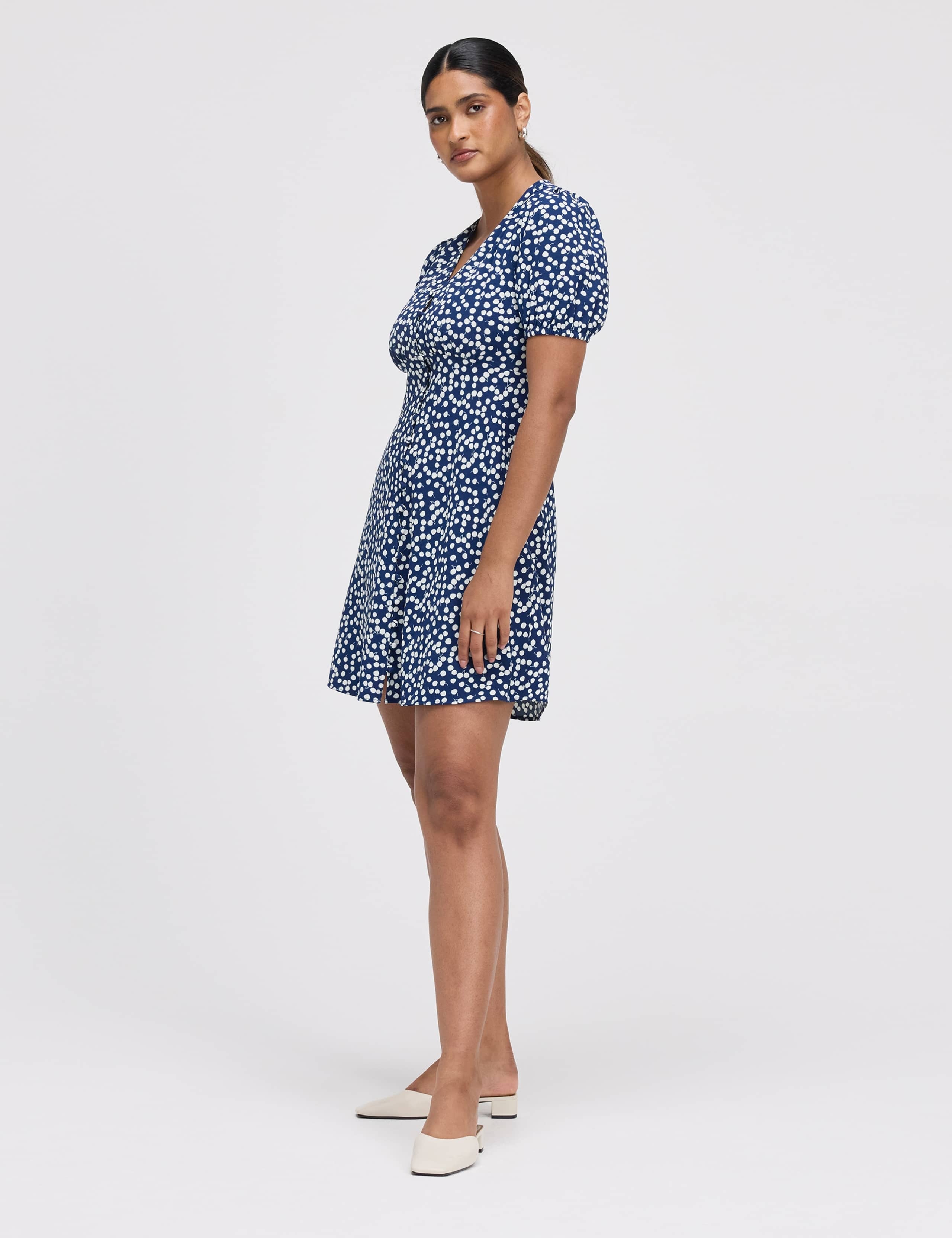 Printed V-Neck Mini Tea Dress 3 of 6