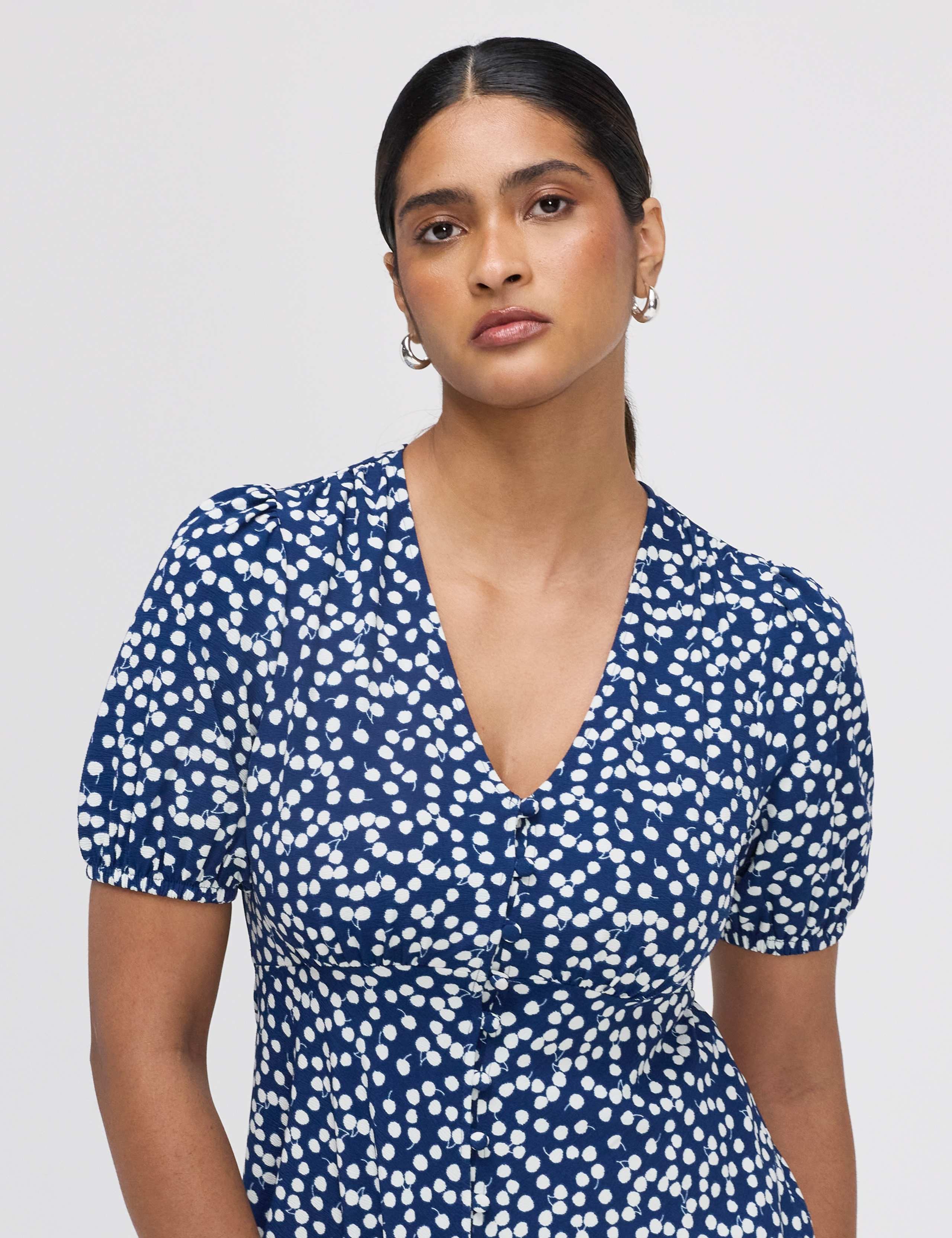 Printed V-Neck Mini Tea Dress 6 of 6