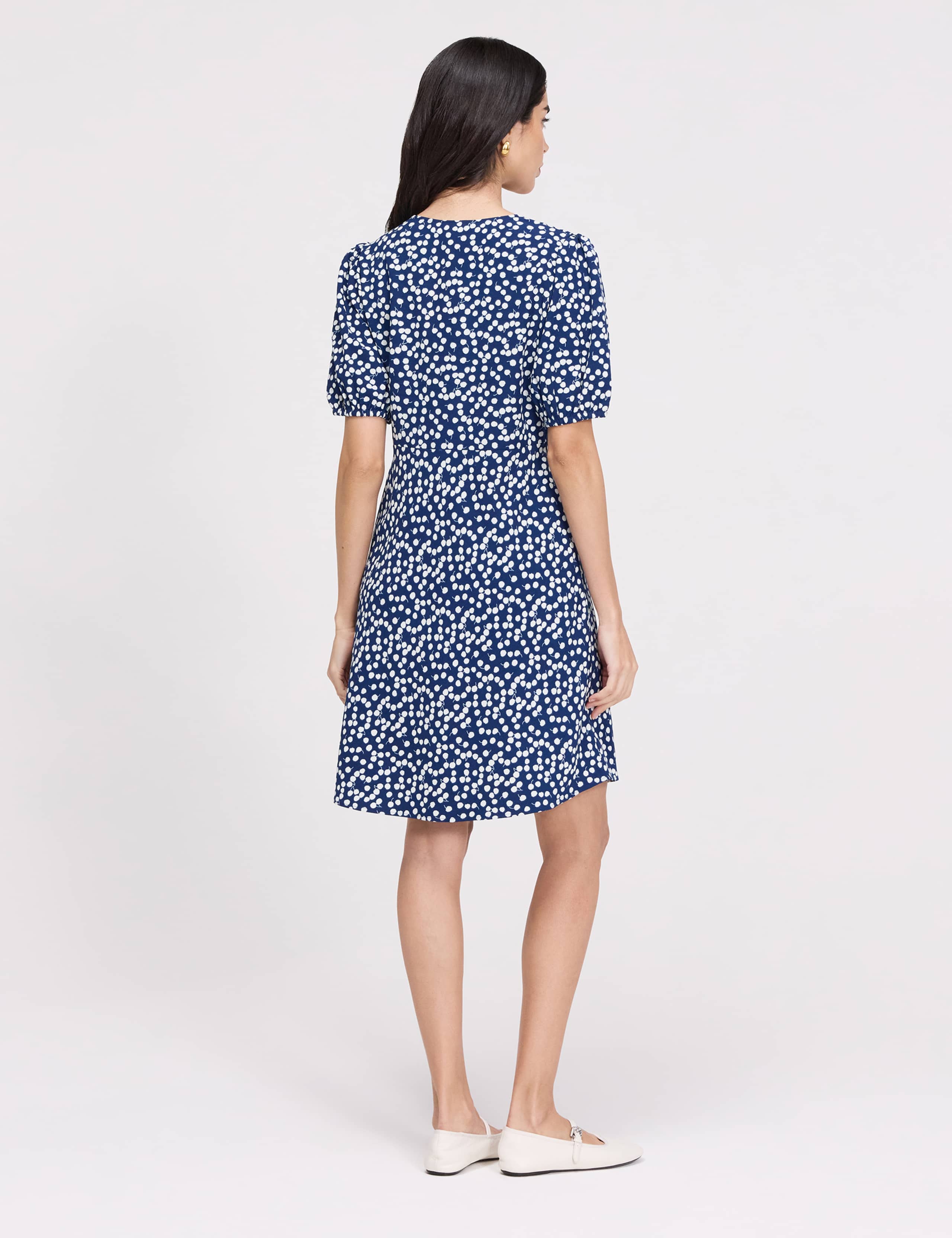 Printed V-Neck Mini Tea Dress 7 of 7