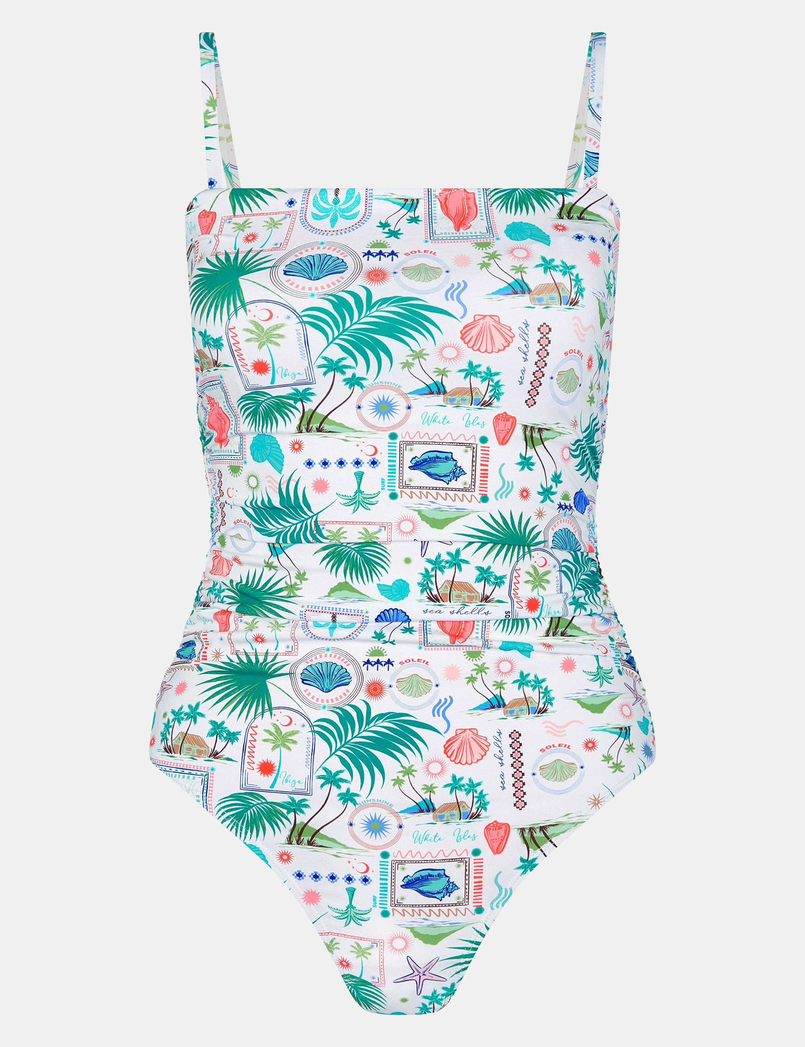 Postcard Print Square Neck Swimsuit 2 of 4