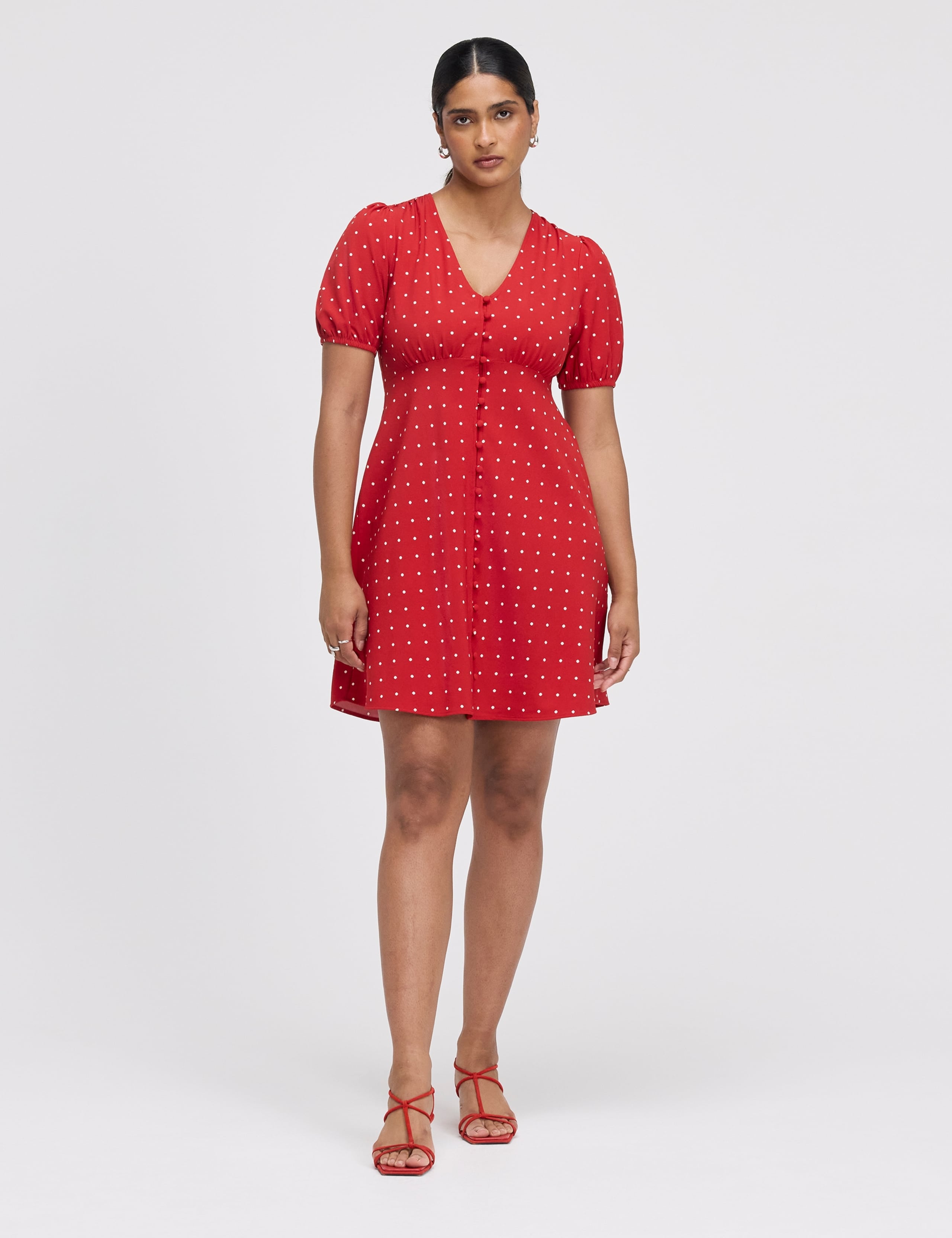 Polka Dot V-Neck Mini Tea Dress 1 of 6