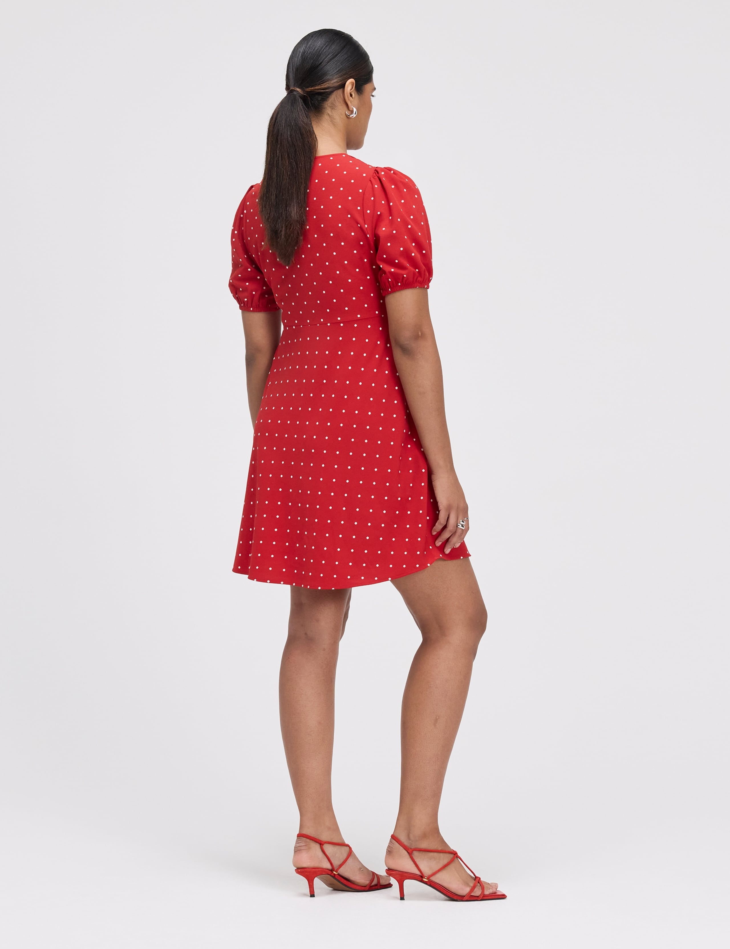 Polka Dot V-Neck Mini Tea Dress 4 of 6