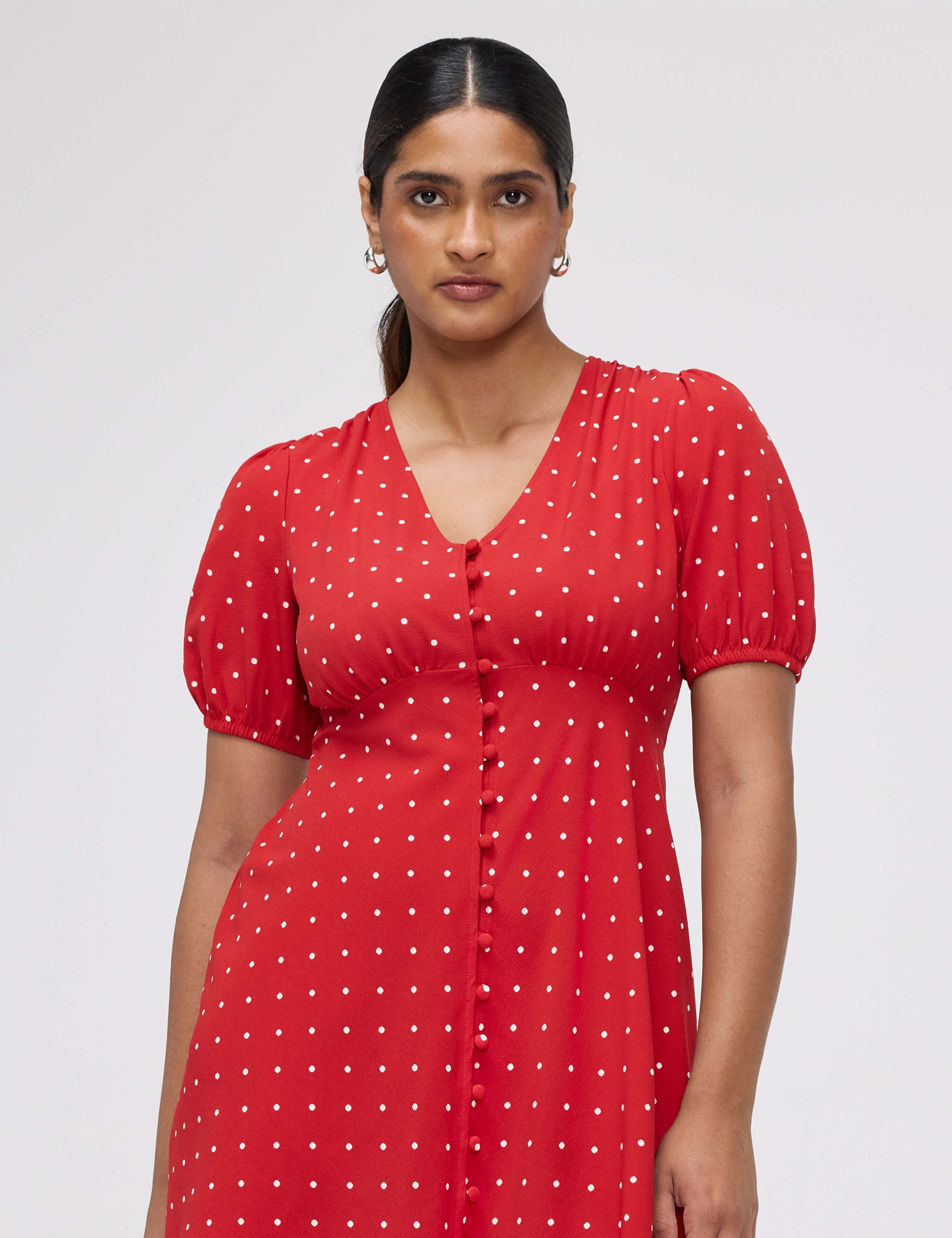 Polka Dot V-Neck Mini Tea Dress 5 of 6