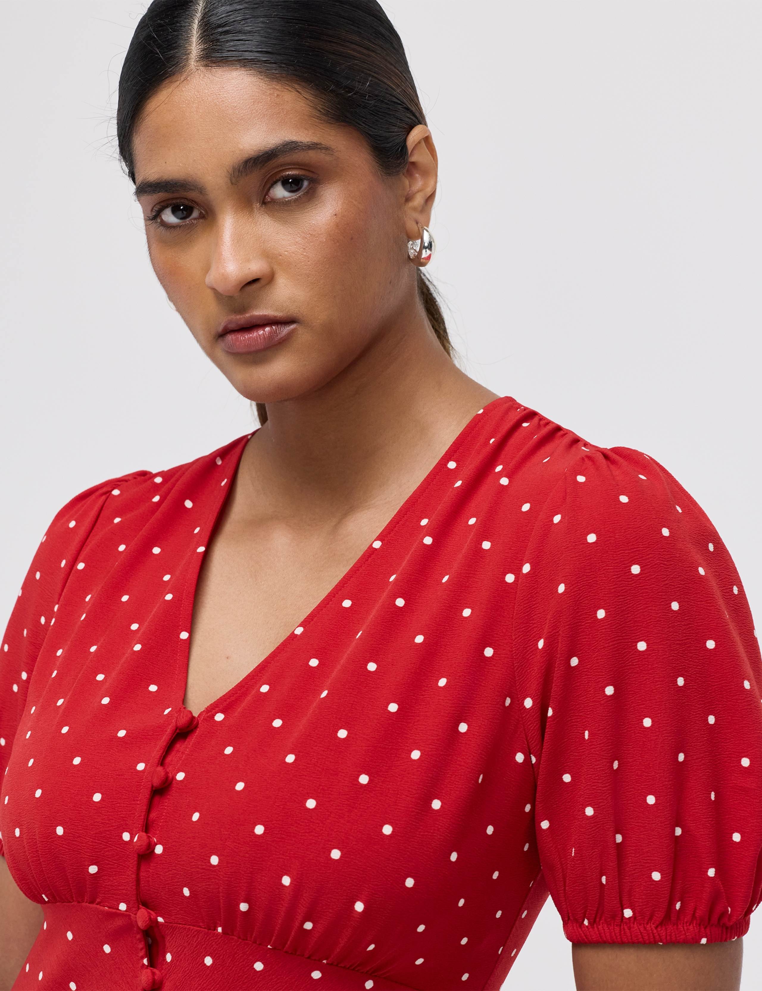 Polka Dot V-Neck Mini Tea Dress 6 of 6