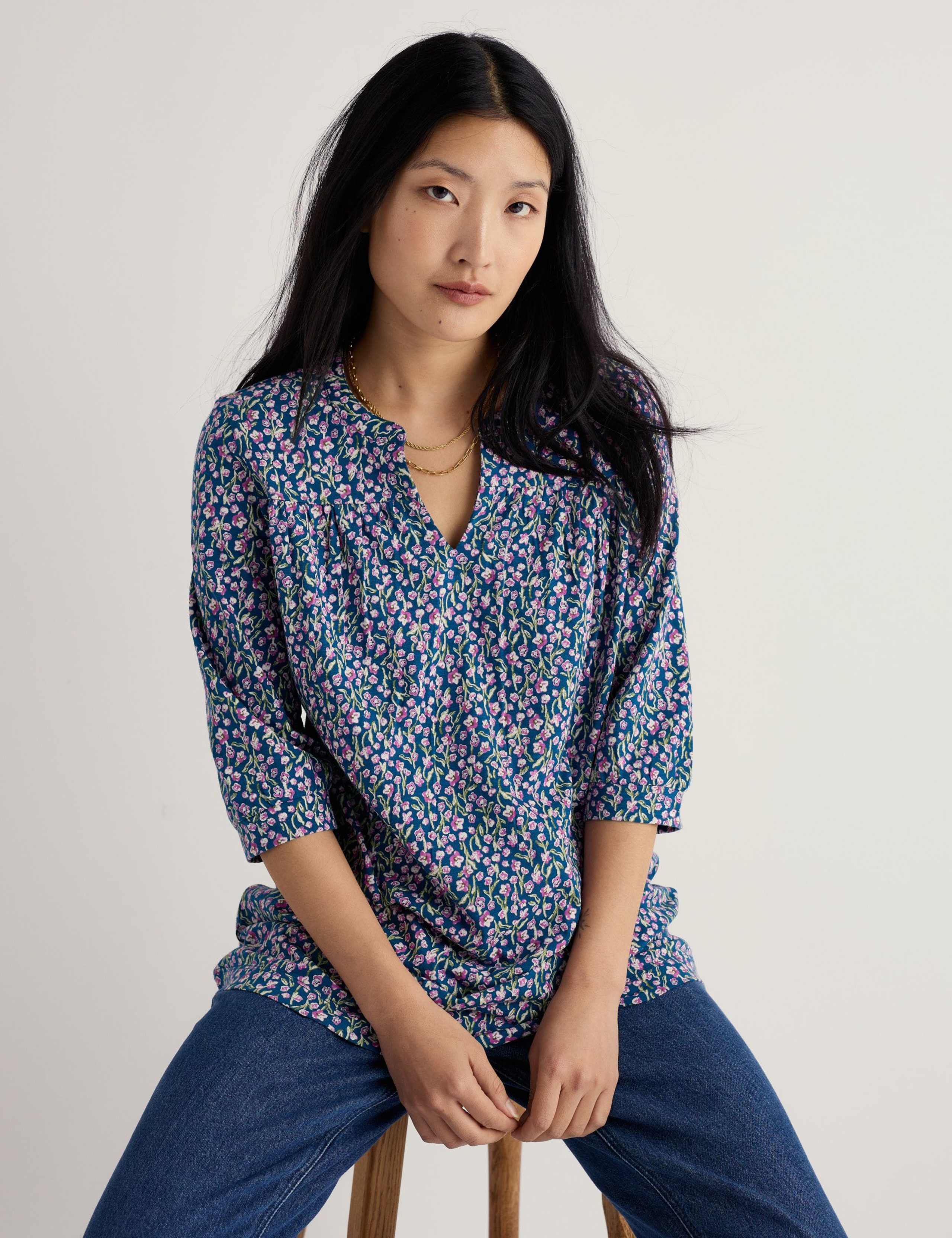 Pure Cotton Floral Relaxed Tunic 3 of 5